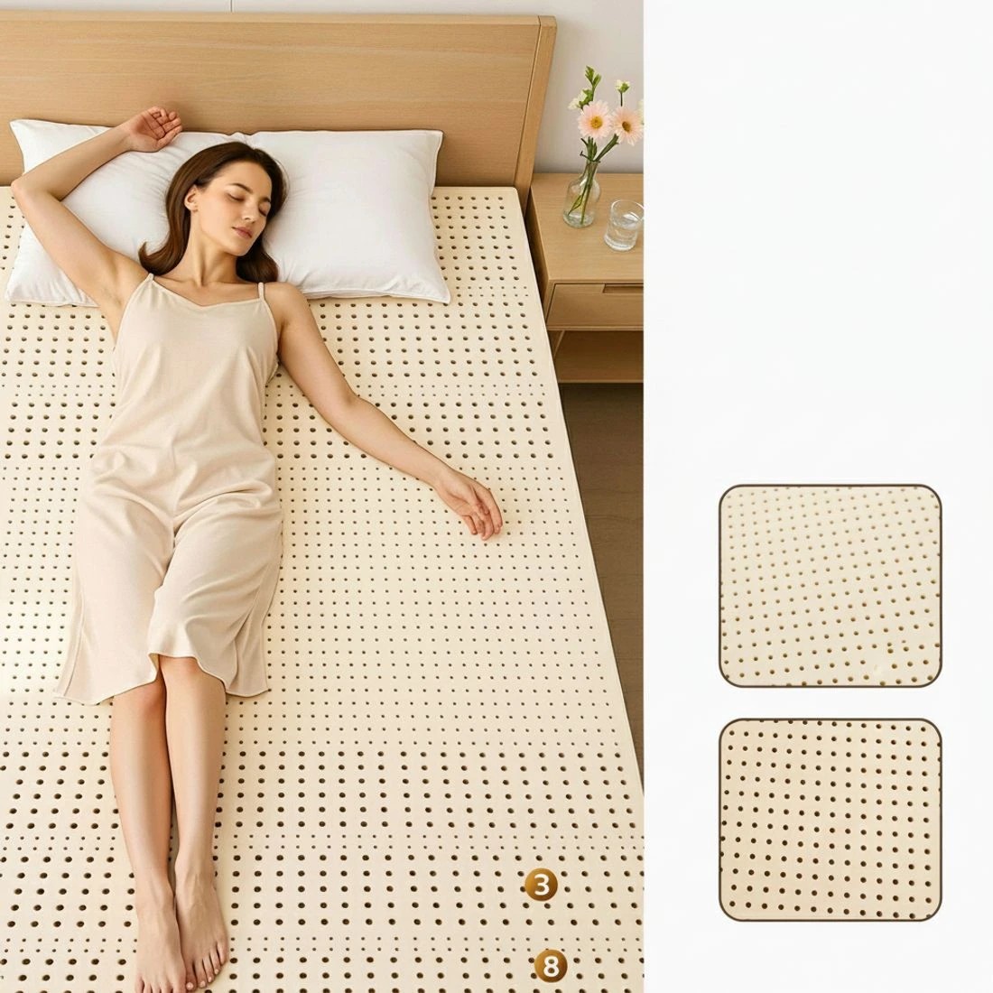 6 Giselle Bedding Latex Mattress Topper 7.5cm King - King Bed - Natural, 6 of 8