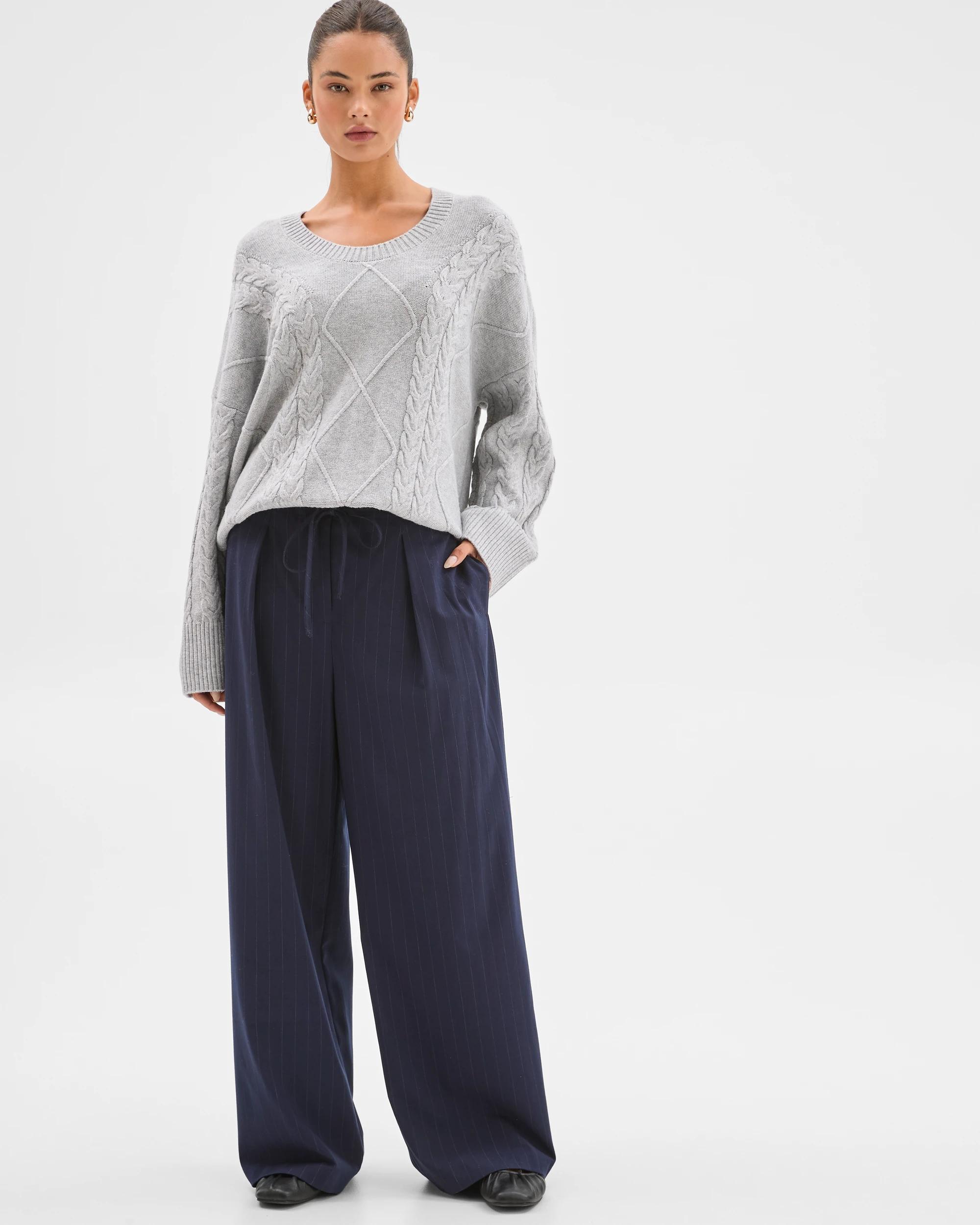 1 Lily Loves Cable Knit Jumper GREY MARLE, 1 of 6