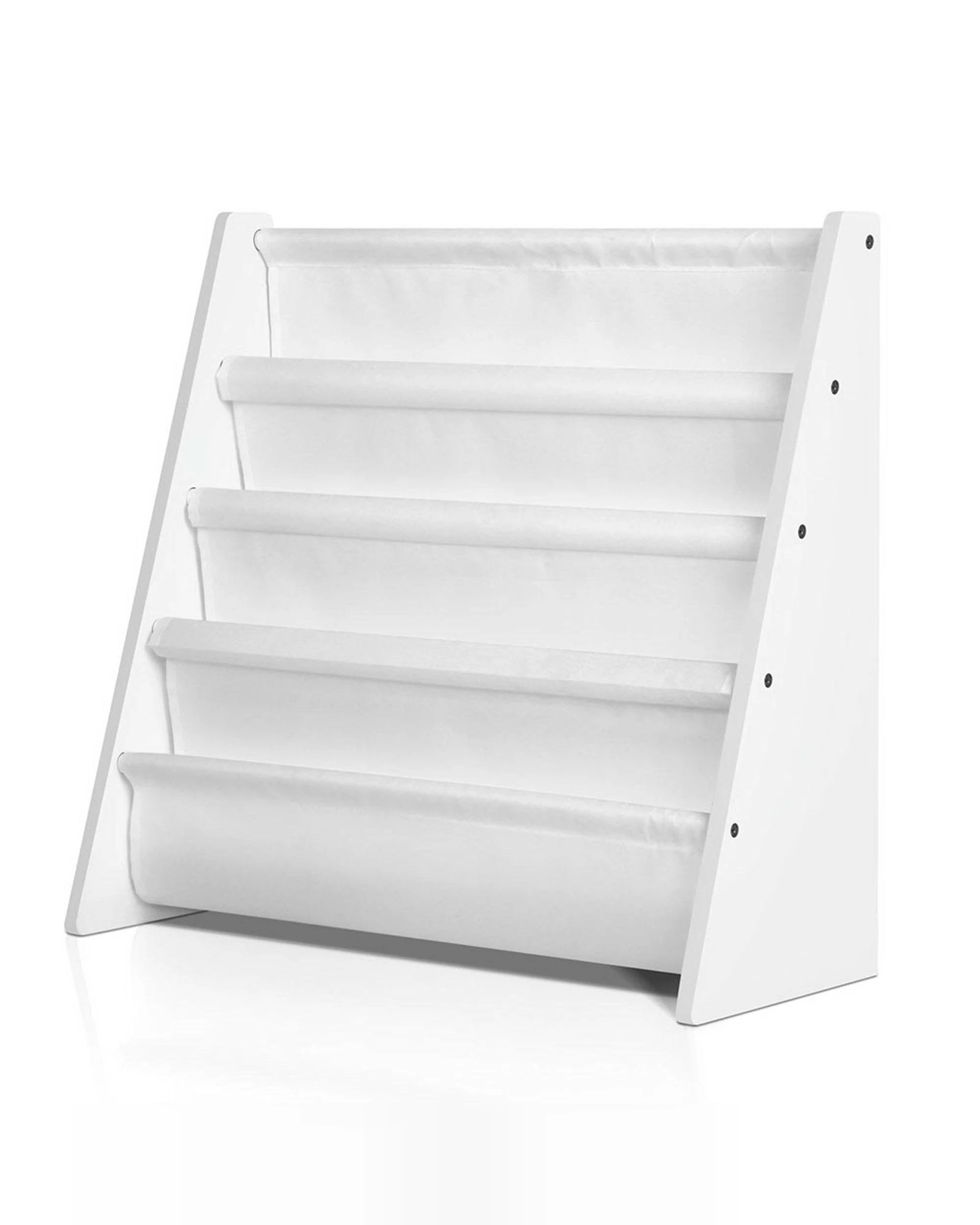 1 Keezi 4 Tiers Kids Bookshelf Magazine Shelf Children Bookcase Rack Organiser Toy Storage Reading Nook Playroom - White, 1 of 9