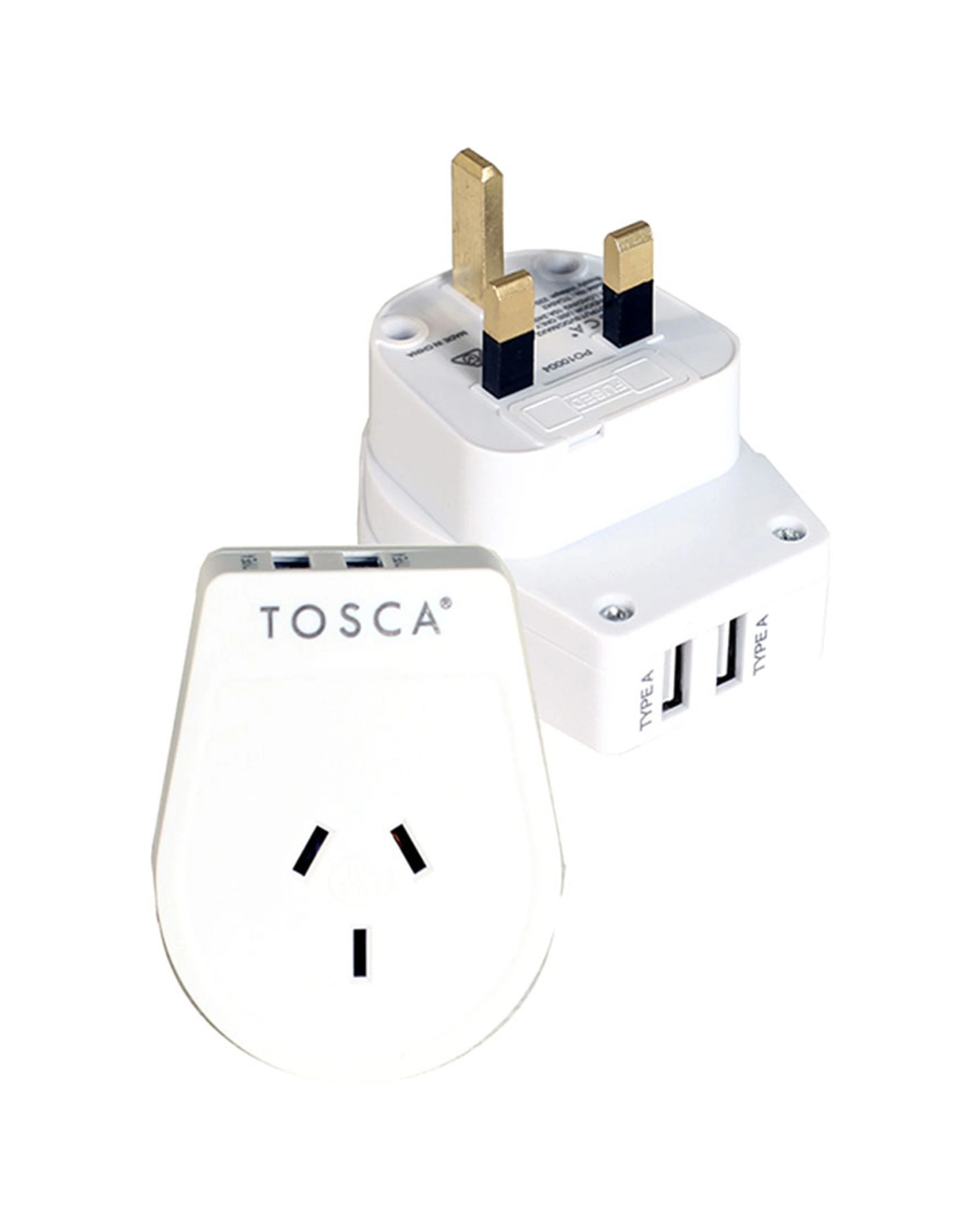 1 Tosca Ob Travel Power Adapter Converter Plug With Usb Uk/Hk - White, 1 of 1
