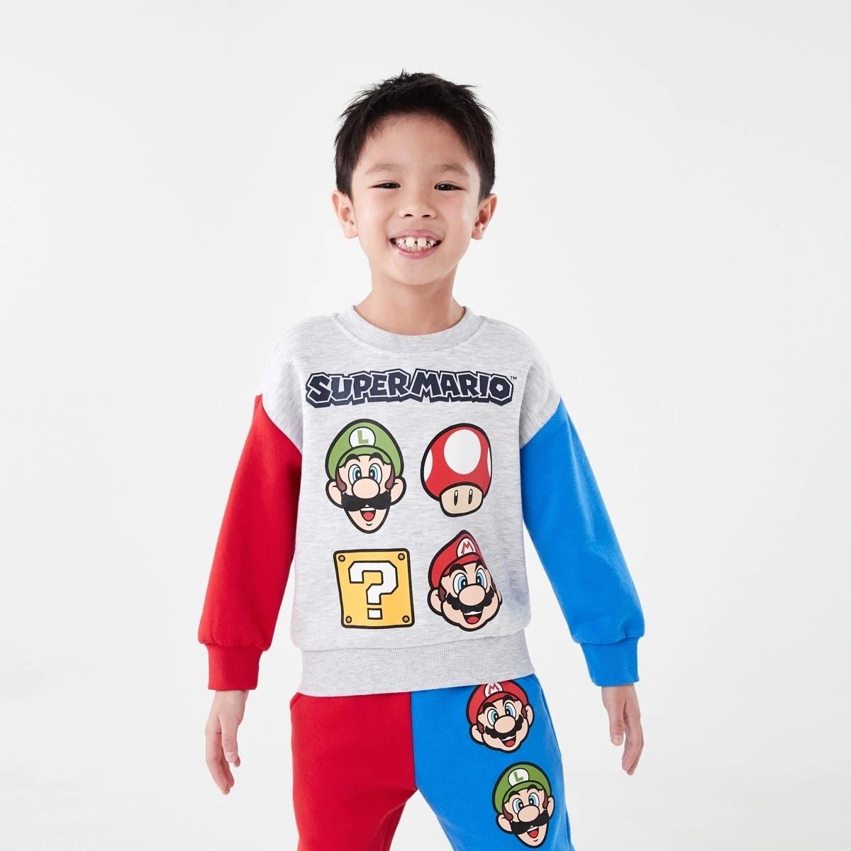 1 Super Mario License Print Crew Neck Sweatshirt Mario, 1 of 8