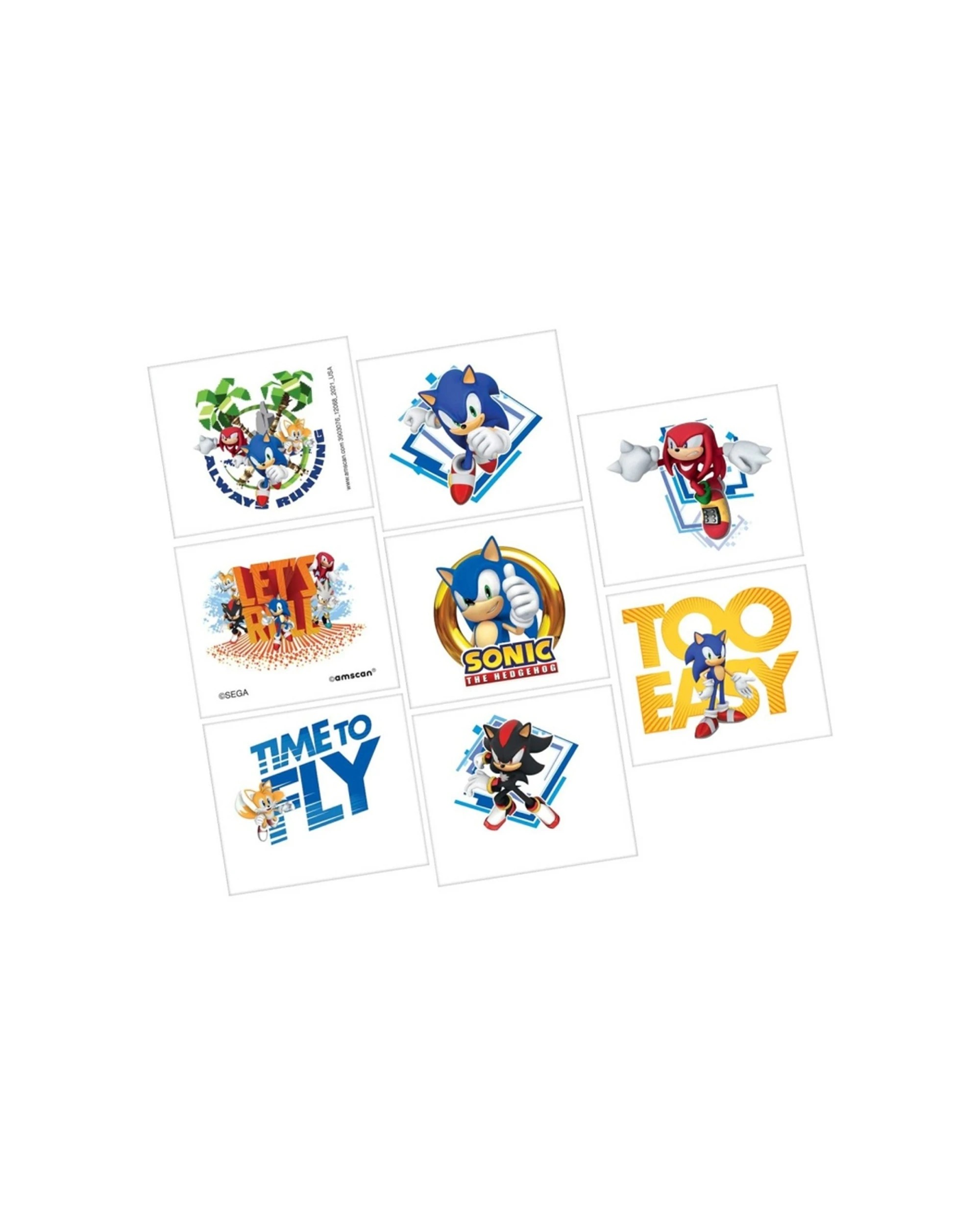 1 Anagram 8pc Temporary Tattoo Set Sonic The Hedgehog - Multi, 1 of 1
