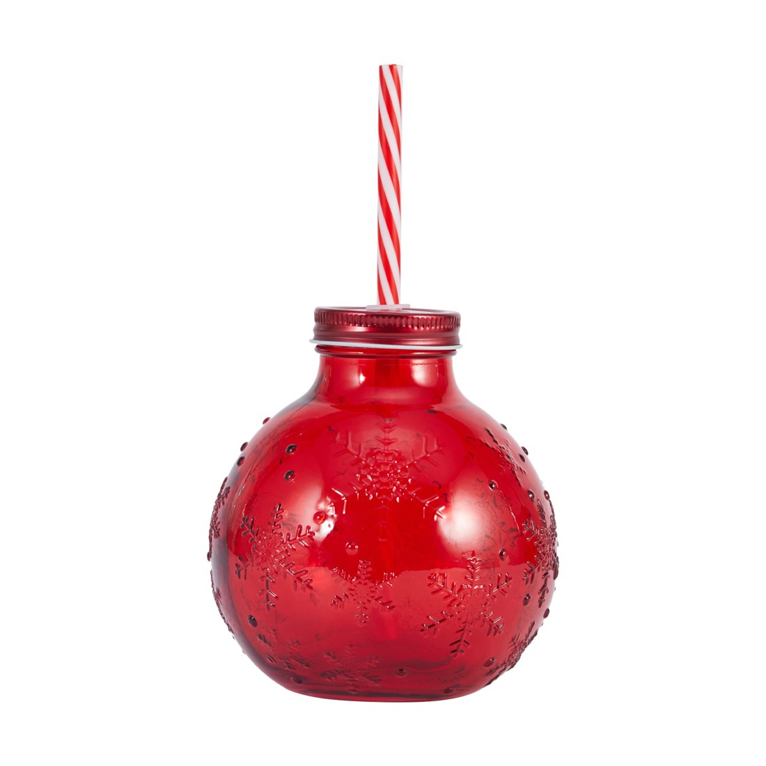 2 Red Bauble Drink Jar and Straw, 2 of 7