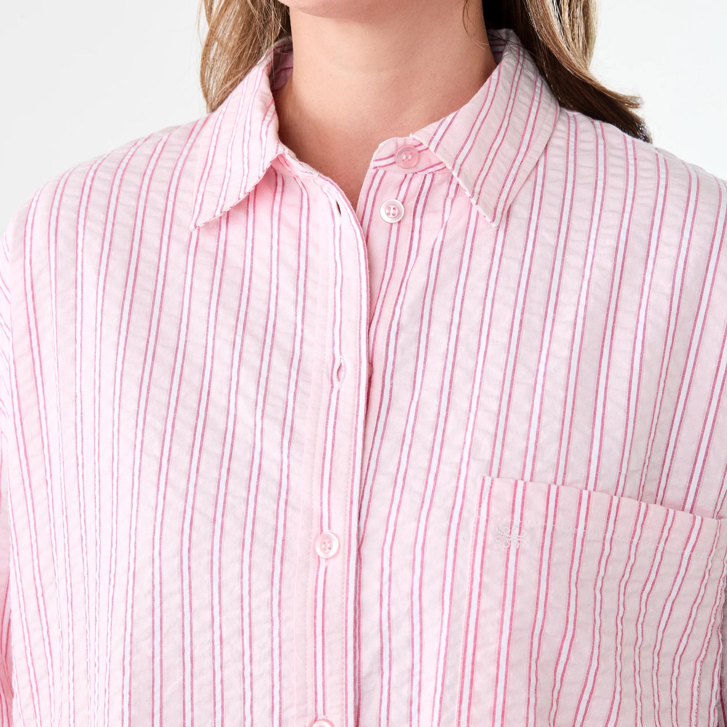 6 Long Sleeve Oversized Seersucker Shirt S Strp Sb, 6 of 9