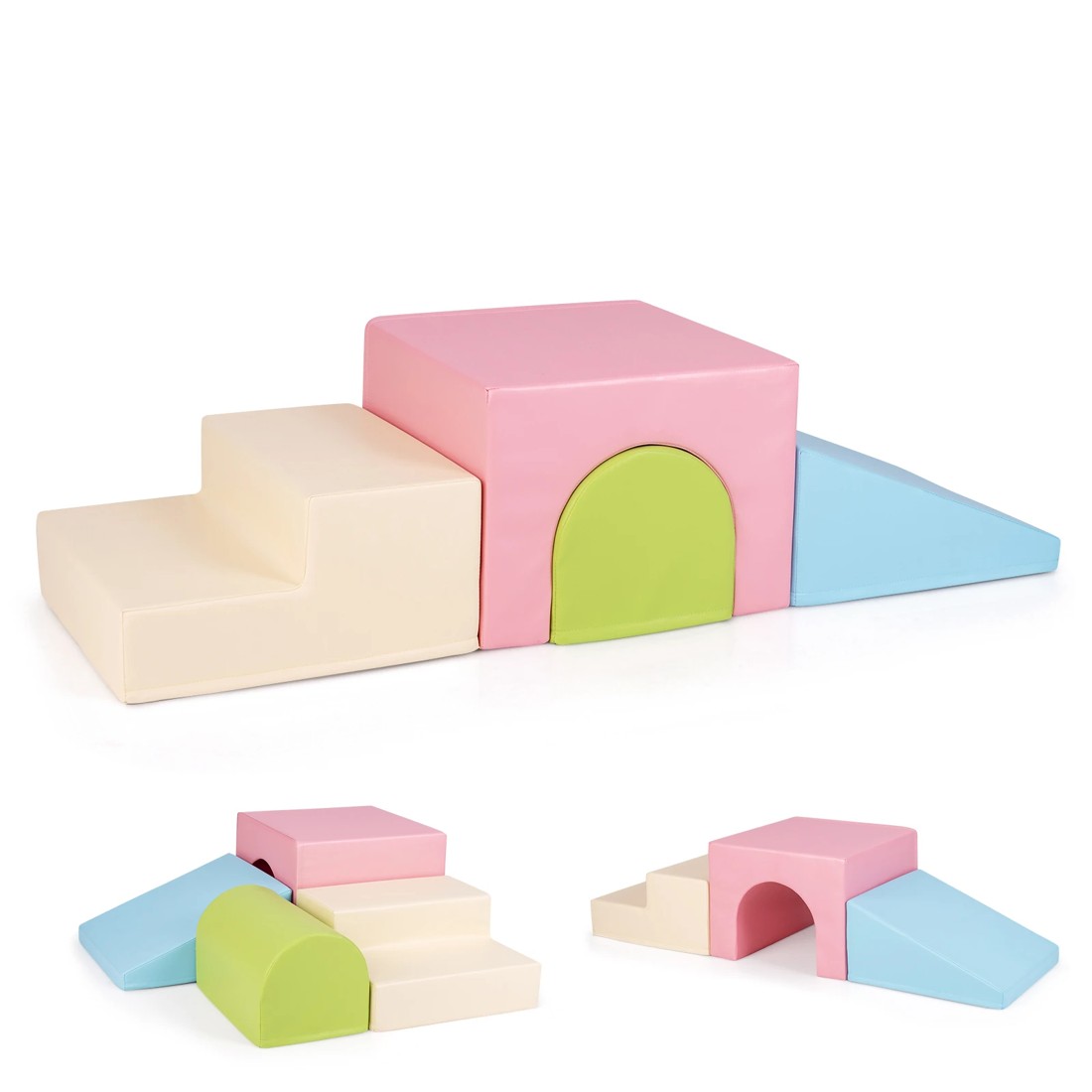 1 Costway 4PCS Soft Corner Climbing Sliding Blocks - Pink, 1 of 2