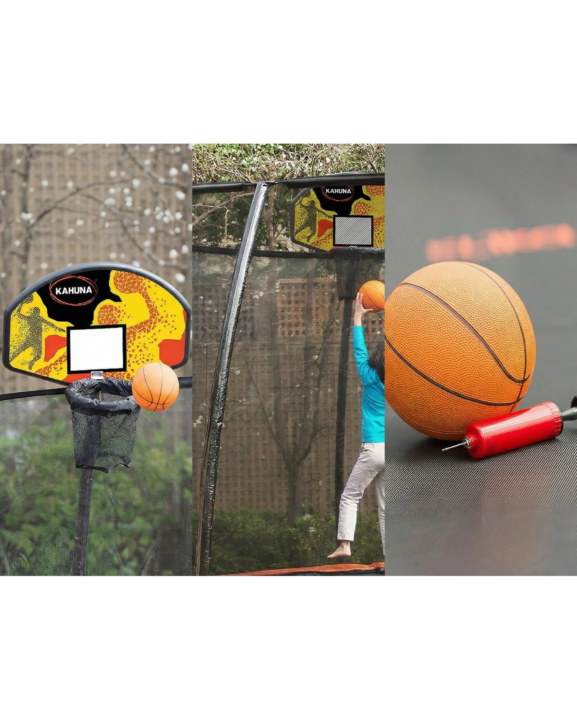 10 Kahuna 16ft Trampoline with Safety Pad, Basketball Set and Roof in Rainbow - Assorted, 10 of 10