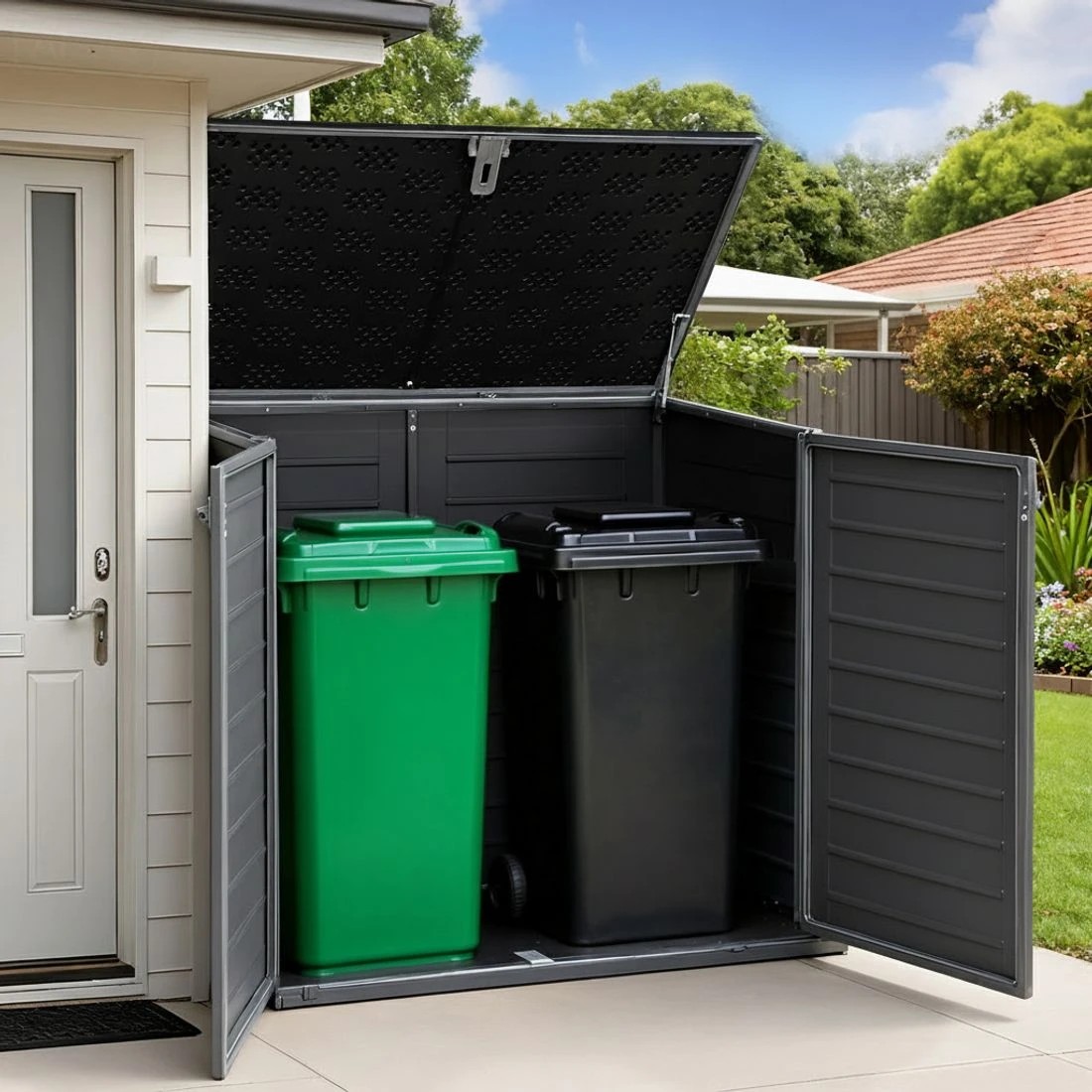 6 Gardeon Outdoor Storage Box 1170L Container Lockable Cabinet Tool Organizer Shed - Grey, 6 of 7
