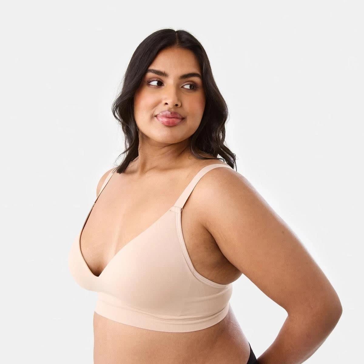 5 2 Pack Full Figure Wirefree Seamfree T-Shirt Bra SOFT SAND BEIGE, BLACK, 5 of 8