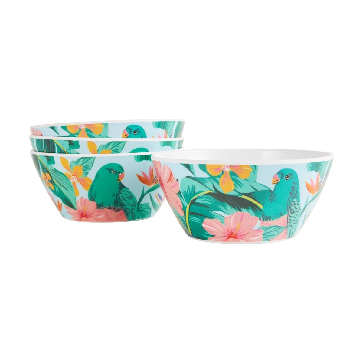 1 4 Pack Floral Birds Bowls, 1 of 5