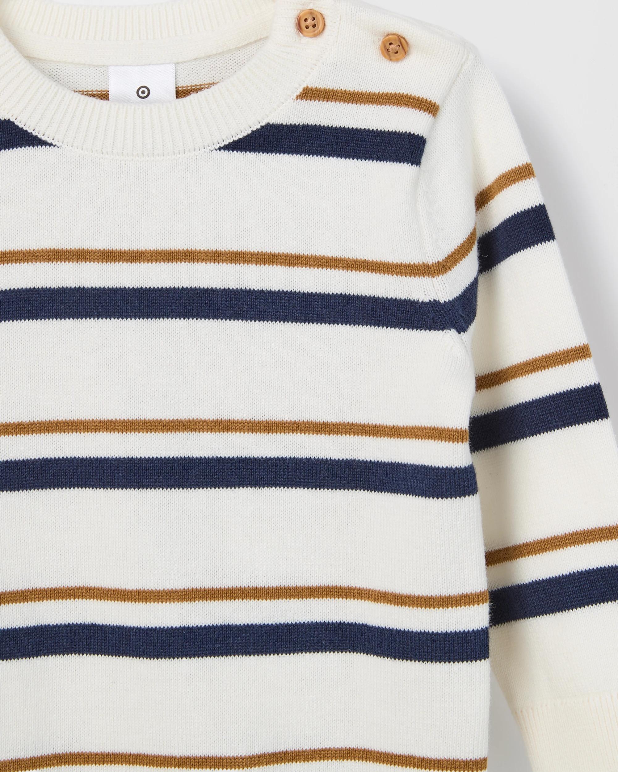 4 Target Baby Baby Organic Cotton Lightweight Knit Sweater BROWN NAVY, 4 of 4