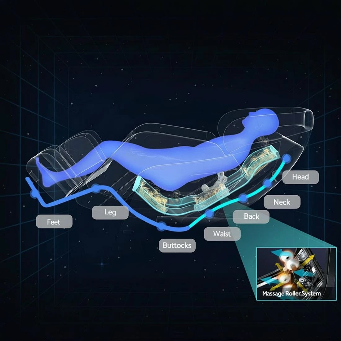 6 Livemor Massage Chair Electric Recliner Home 3D Massager Flynn - Black, 6 of 6