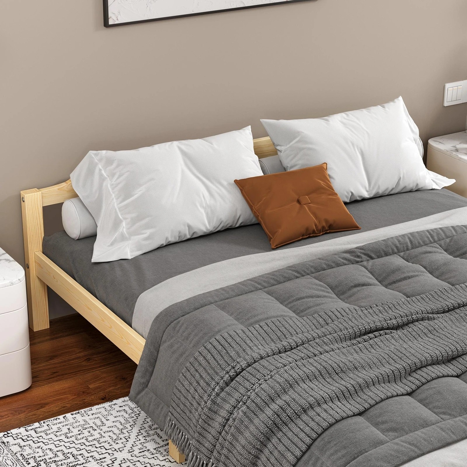 5 Alfordson Bed Frame Wooden Timber Queen Size Mattress Base Platform Beatrix - Natural, 5 of 10