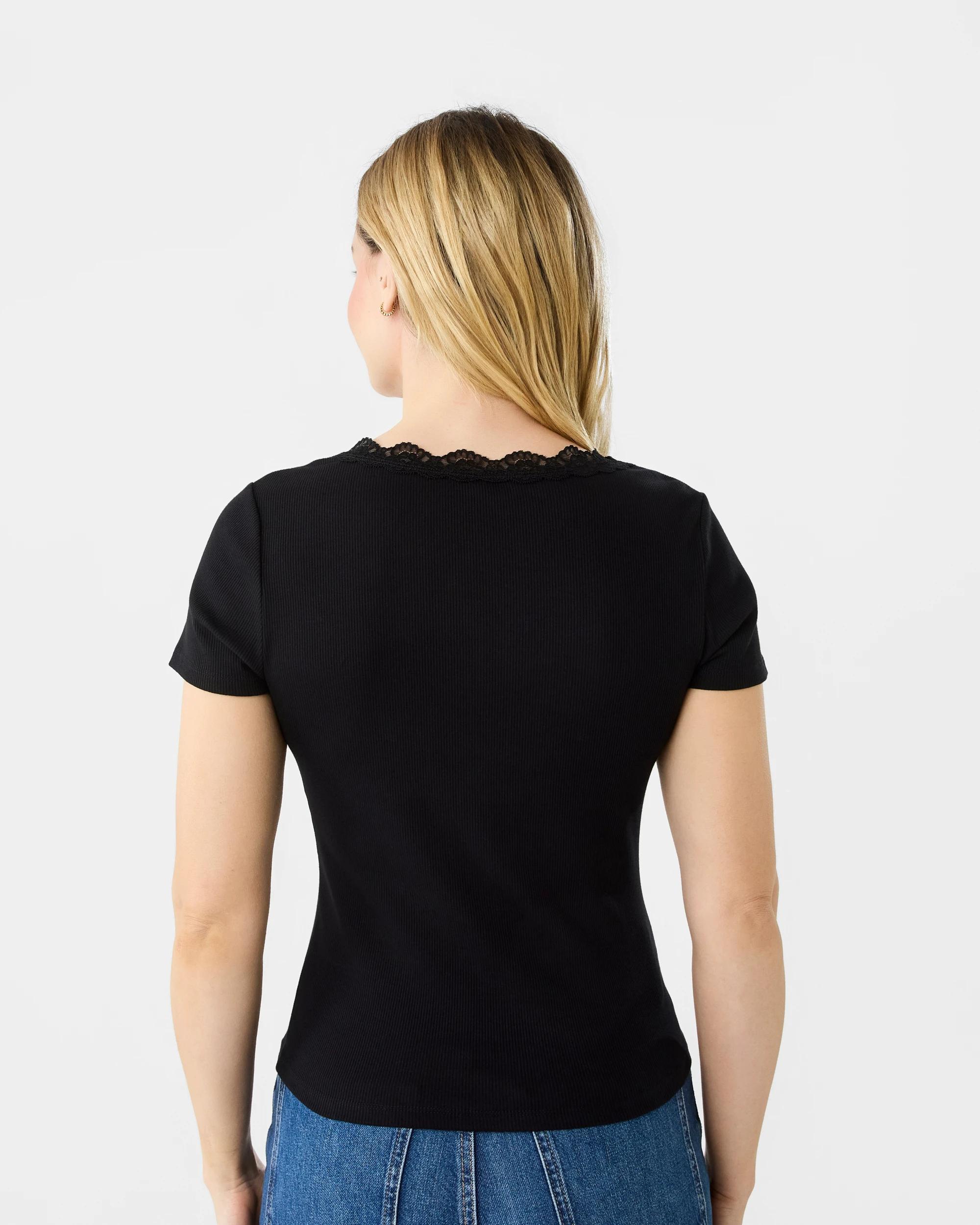 3 Short Sleeve Rib T-shirt Black, 3 of 5