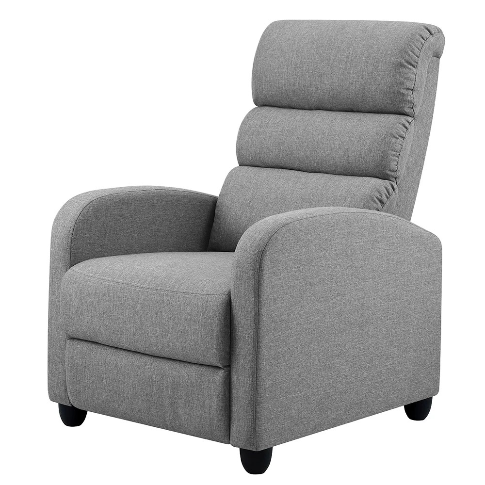 1 Artiss Recliner Chair, Grey Faux Linen — 21cm High-Resilience Foam, Adjustable Back &amp; Footrest - Grey, 1 of 7