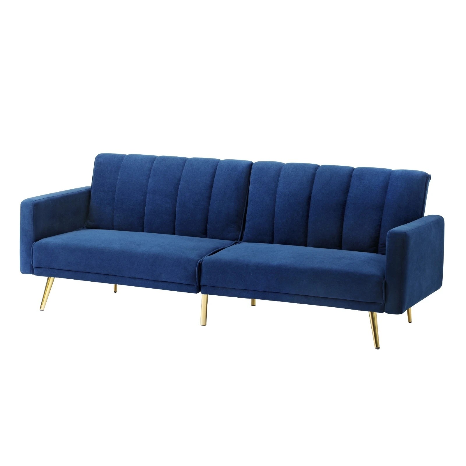 1 Oikiture Sofa Bed 3-seater Recliner Convertible Lounge Couch Sofabed Velvet
 - Blue, 1 of 10