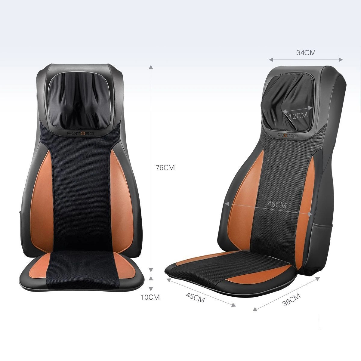 4 HOMASA Full Body Neck Back Massager Shiatsu Massage Chair Car Seat Cushion - Orange - Orange, 4 of 8