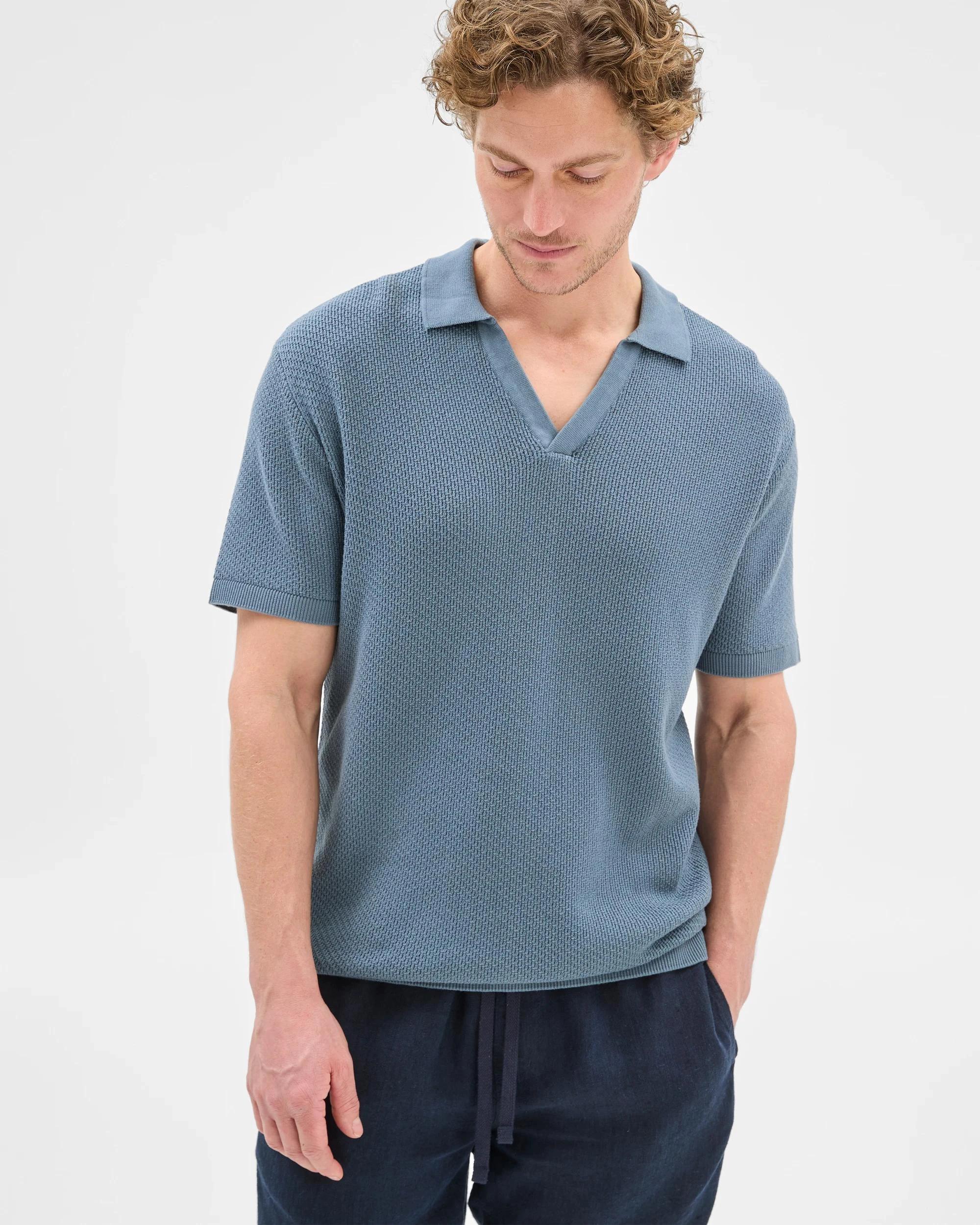 2 Target Australian Cotton Knitted Polo Top FADED BLUE, 2 of 8