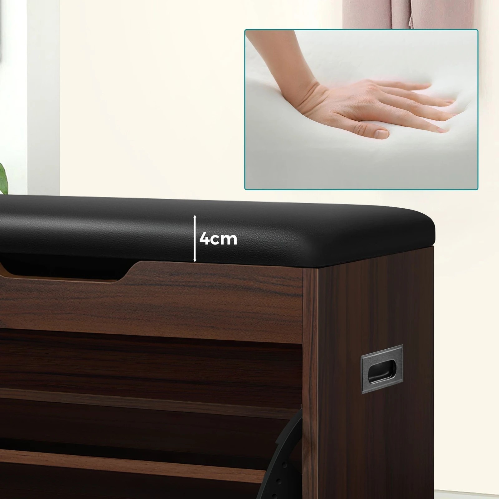 7 Alfordson Shoe Cabinet Bench Storage Rack Organiser Shelf 12 Pairs - Walnut, 7 of 10