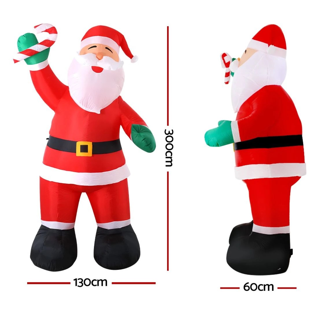 2 Jingle Jollys Christmas Inflatable Santa 3M Illuminated Decorations - Multi, 2 of 7