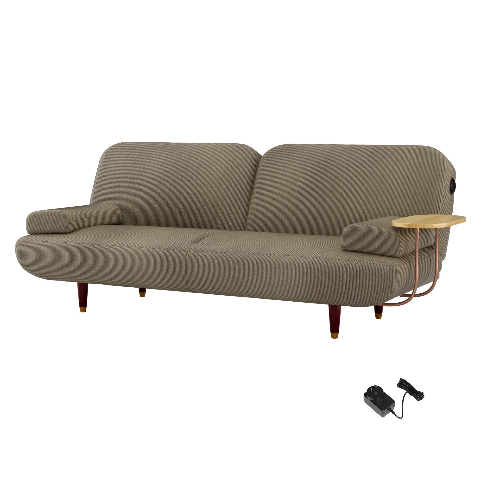 1 Levede 3 Seater Convertible Sofa Bed Dark Khaki, 1 of 5