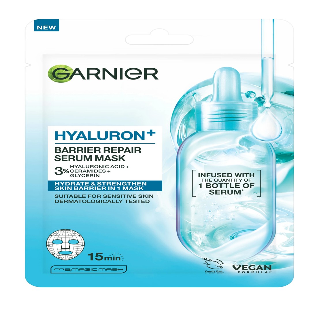 1 Garnier Hyaluron+ Barrier Repair Serum Mask 36.5g - Hyaluronic Acid and Ceramides, 1 of 7