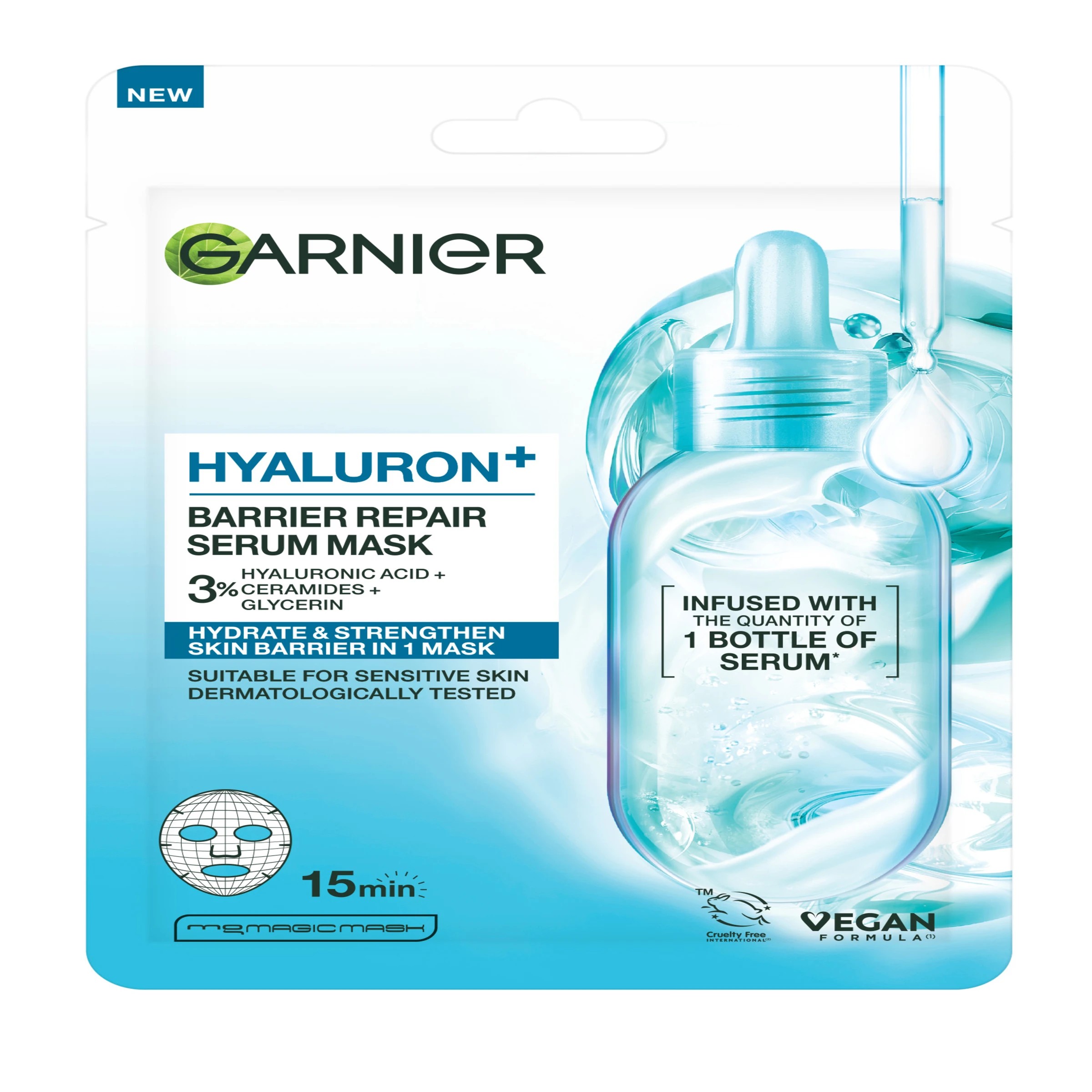1 Garnier Hyaluron+ Barrier Repair Serum Mask 36.5g - Hyaluronic Acid and Ceramides, 1 of 7