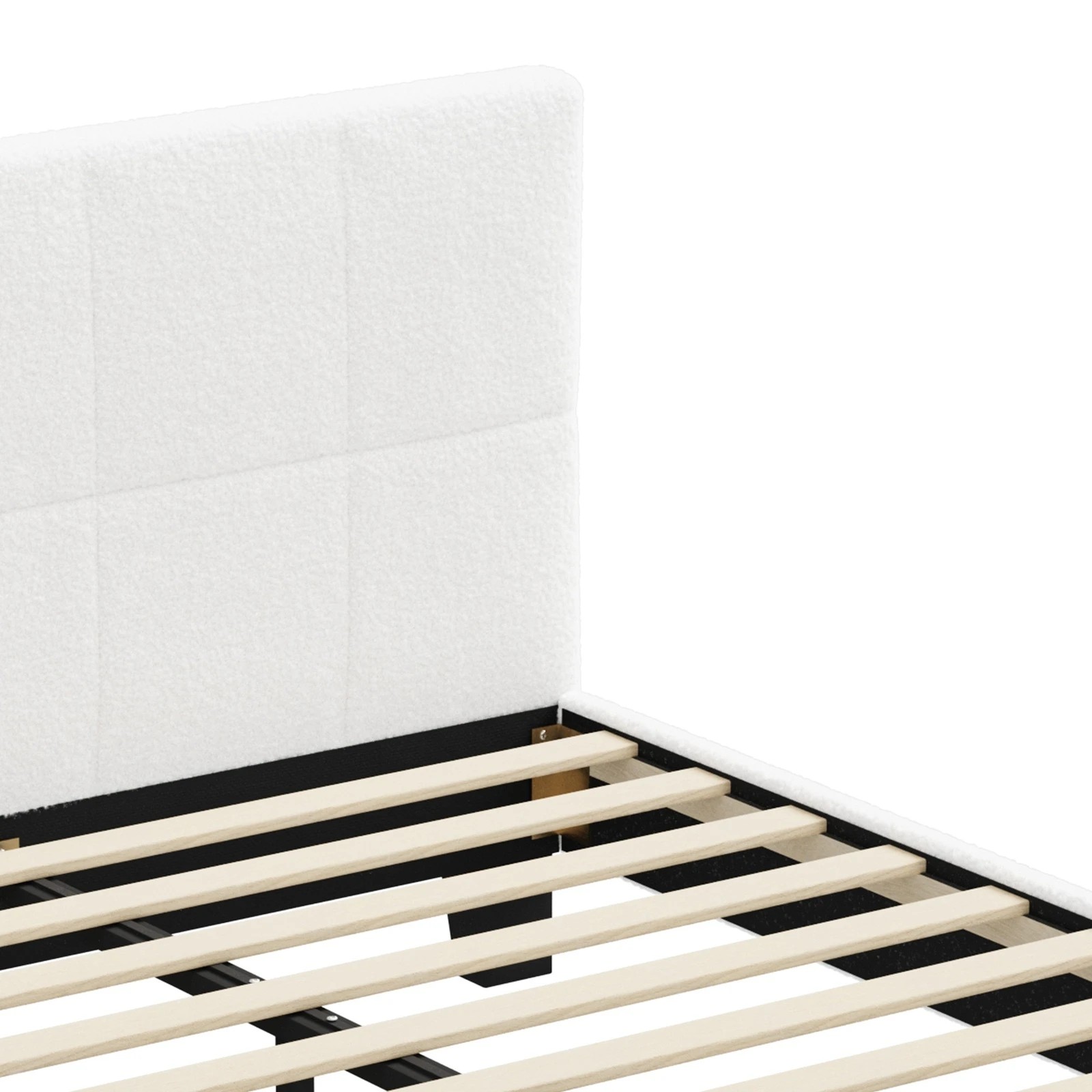 9 Oikiture Bed Frame Double Size Base White Boucle Tofu
 - White, 9 of 10