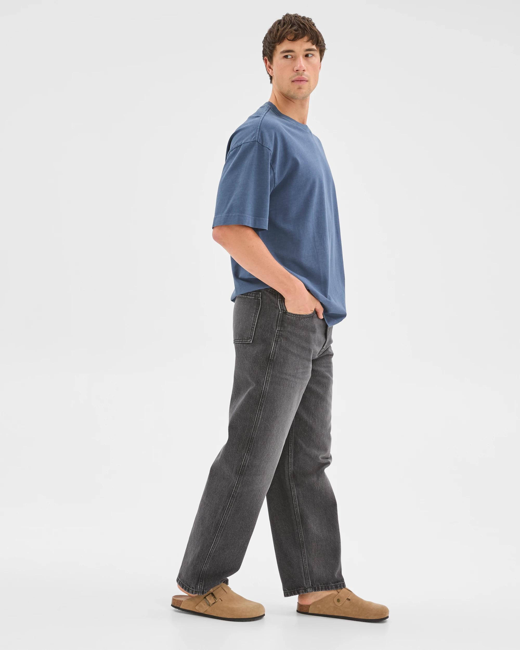 3 Commons Loose Fit Barrel Leg Denim Jeans WASHED BLACK, 3 of 6