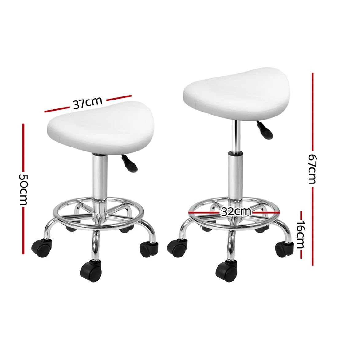 2 Artiss Salon Stool Saddle Swivel Chair
 - white, 2 of 4