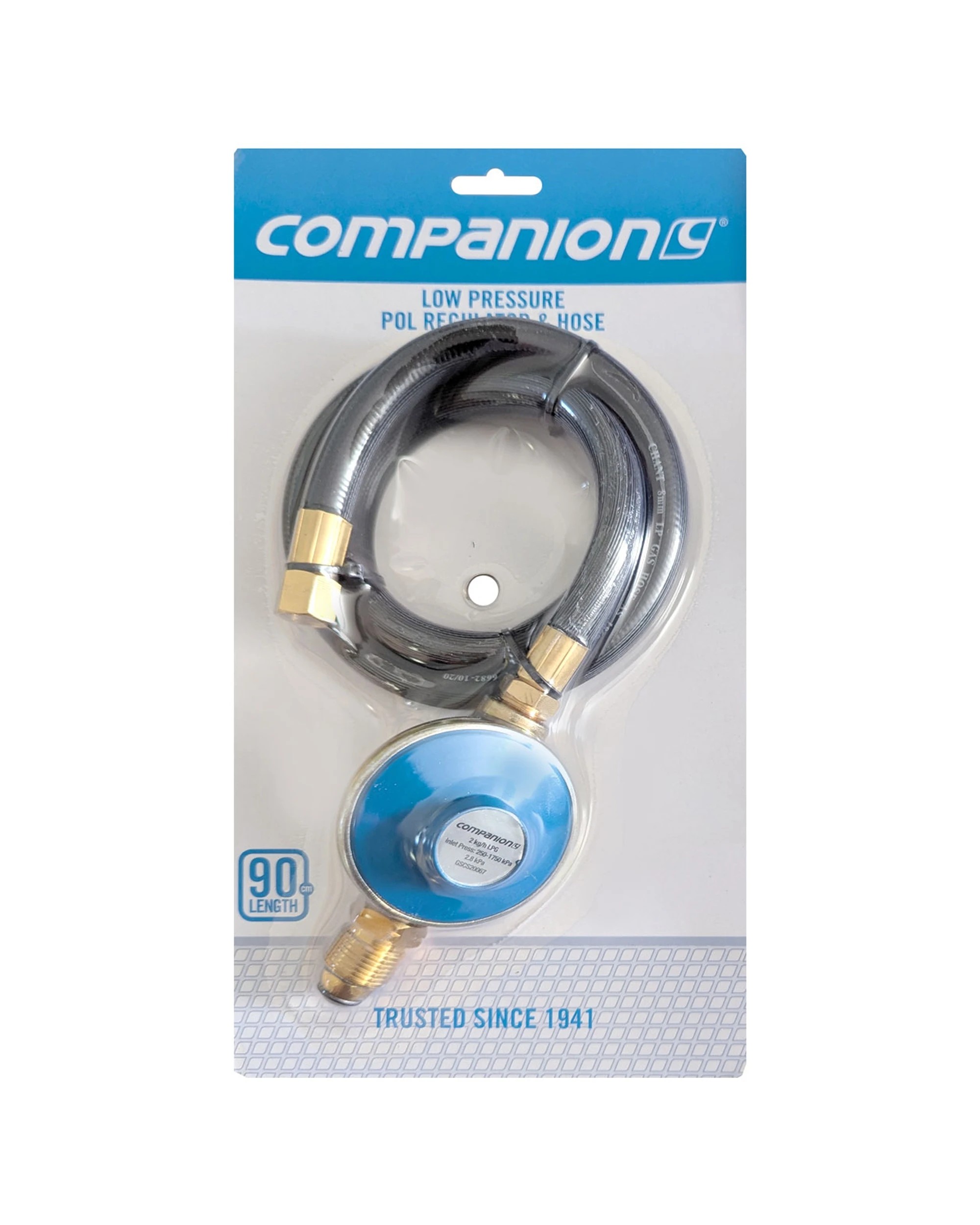 1 Companion Hose Pol Gas Stove Regulator 1-4 Bsp 0.9M LPG BBQ Camping 9kg - Multi, 1 of 2