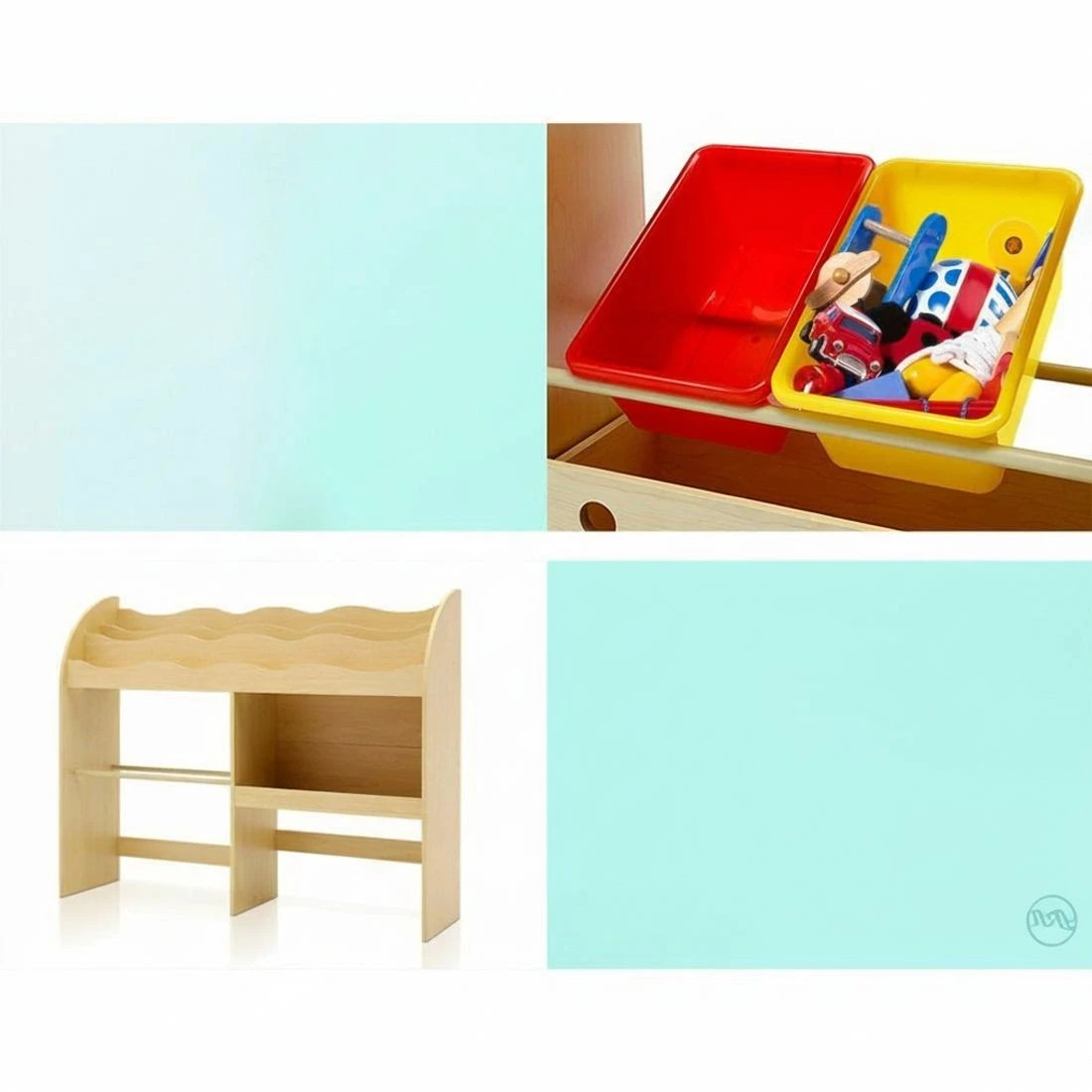 8 Keezi 3 Tiers Kids Bookshelf Storage Children Bookcase Toy Box Organiser - Natural, 8 of 8