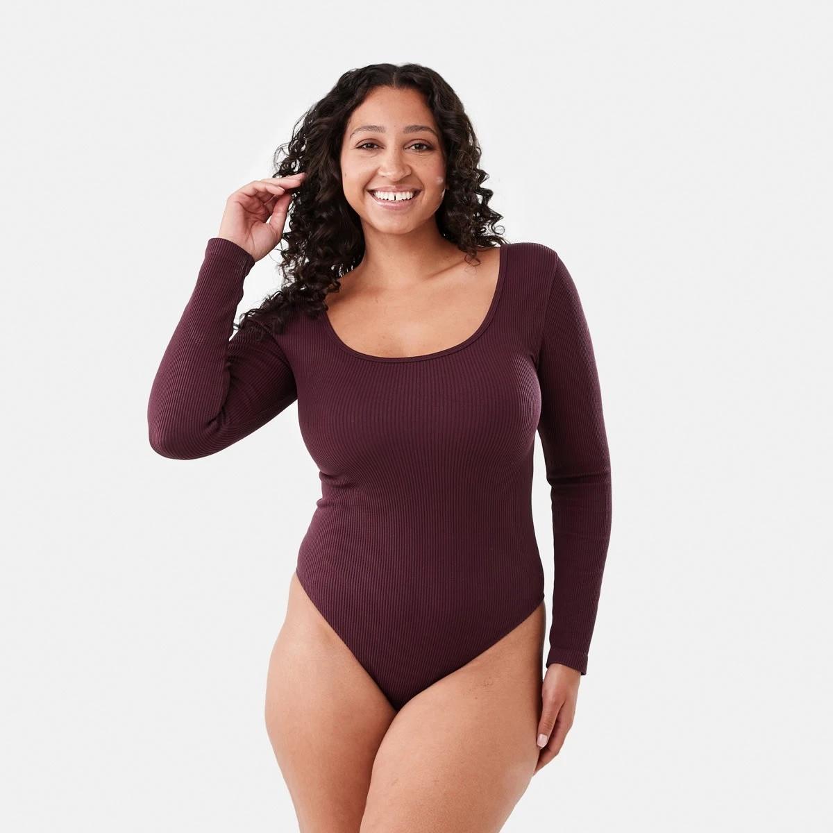4 Long Sleeve Soft Rib Bodysuit Mulberry, 4 of 7