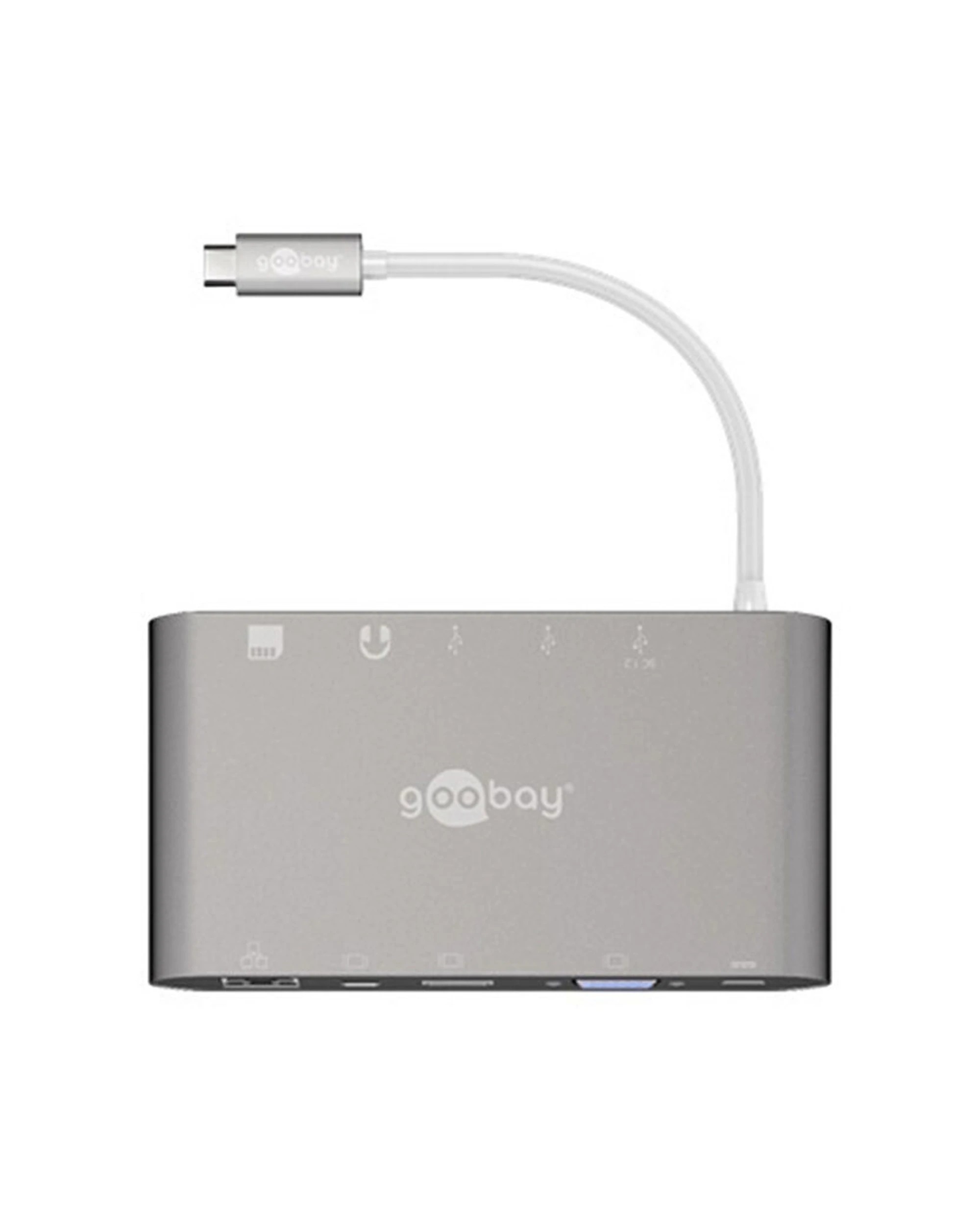1 Goobay All-in-1 USB-C To HDMI RJ45 VGA Multiport Adapter Vacuum Insulated - Grey, 1 of 3