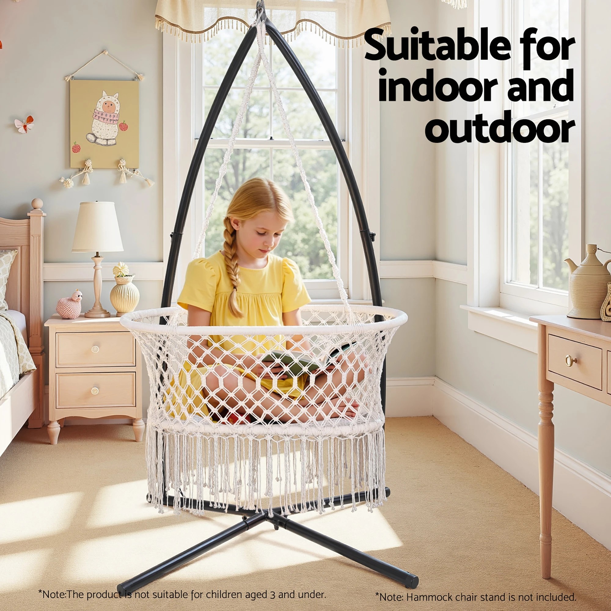 6 Gardeon Hammock Chair Cotton Swing Chair Outdoor Indoor - Beige, 6 of 6