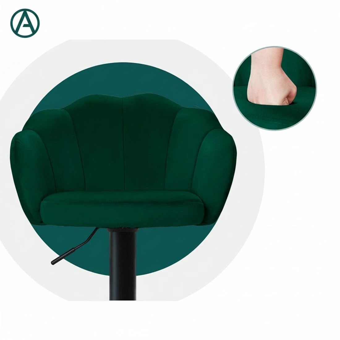 7 Artiss 2x Bar Stools Gas Lift - Green, 7 of 7