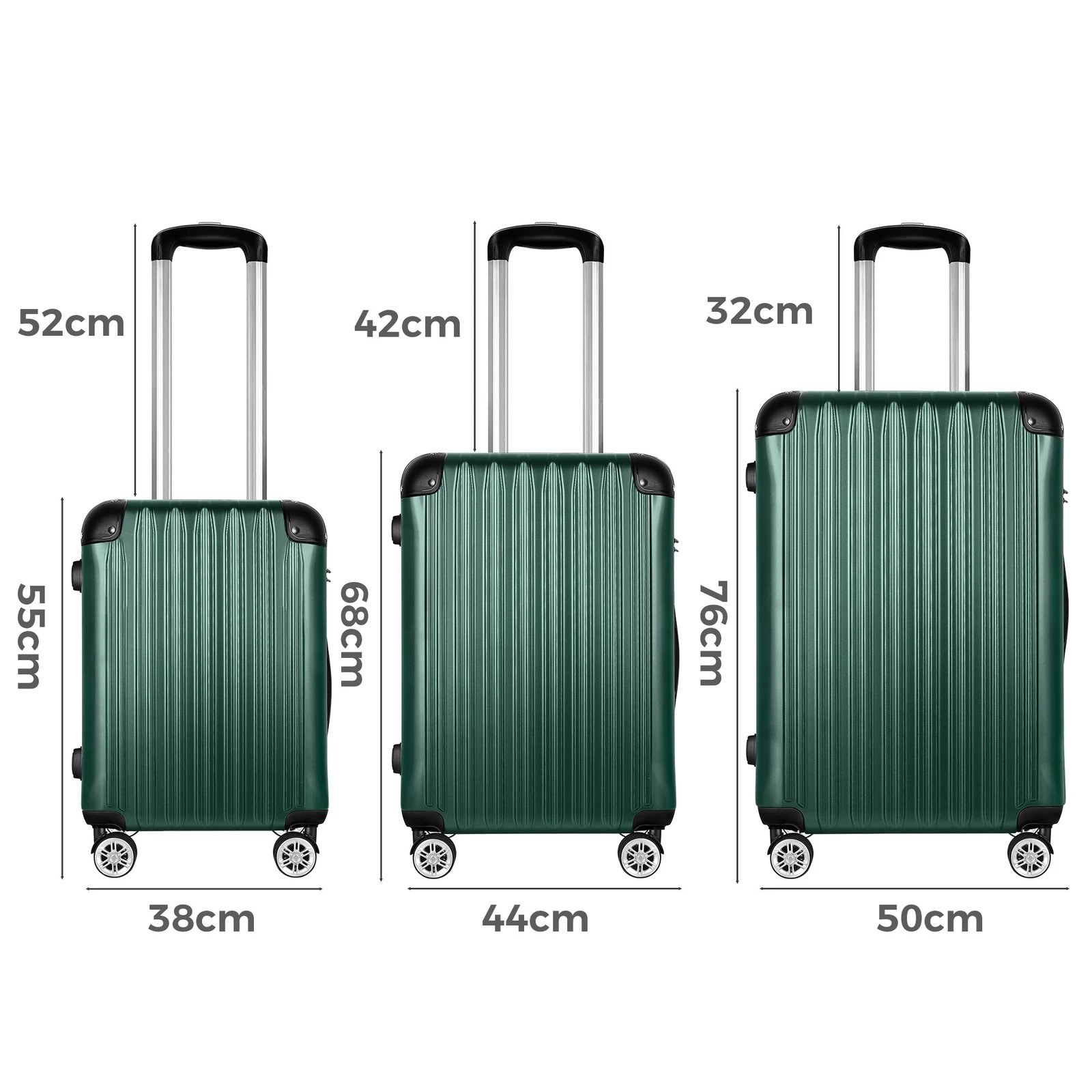 8 Alfordson Luggage 3PCS Set Suitcase ABS+PC Trolley TSA Hard Shell Case - Green, 8 of 9