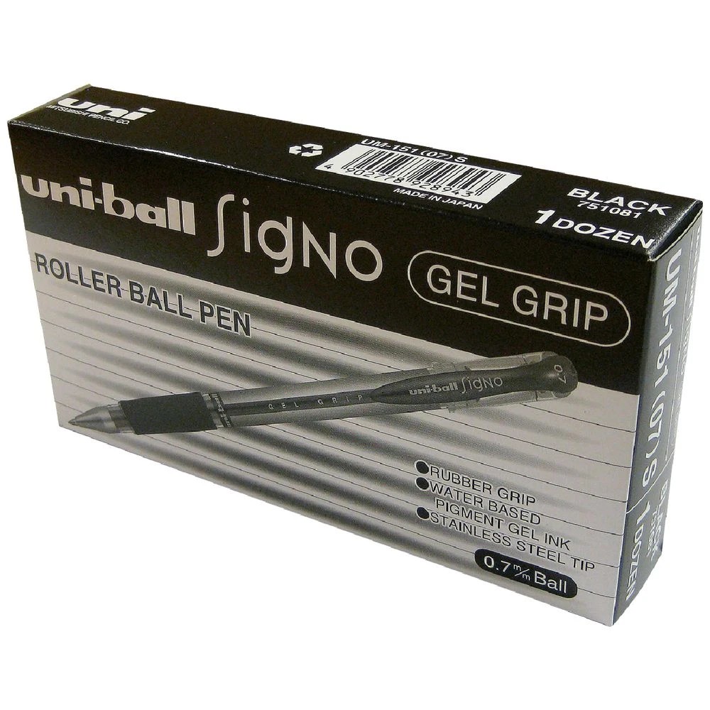 1 Uni-Ball Signo Gel Grip Gel Pen Black 12 Pack, 1 of 3