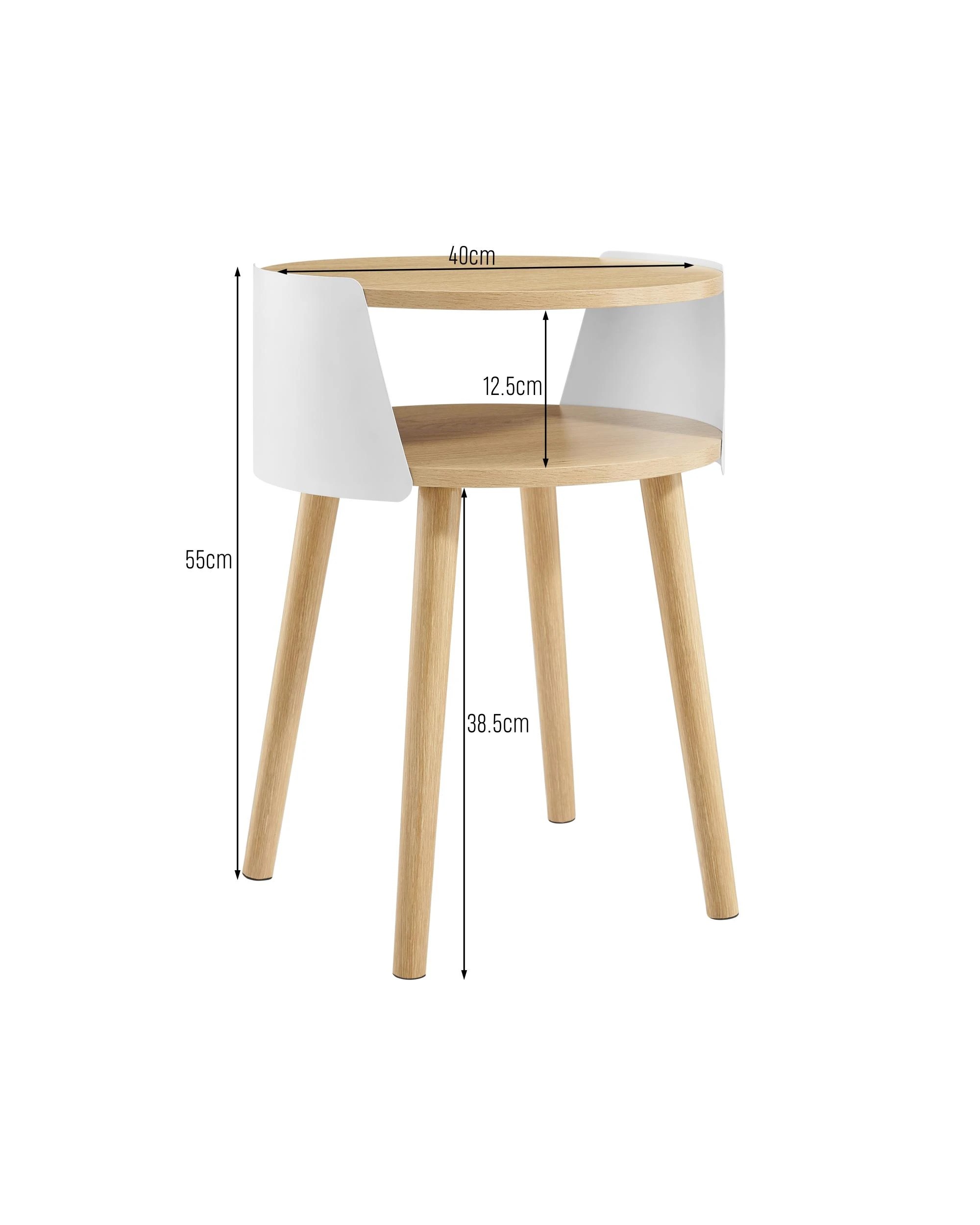 9 Kodu Side Table Bedside Shelf Round - White, 9 of 9