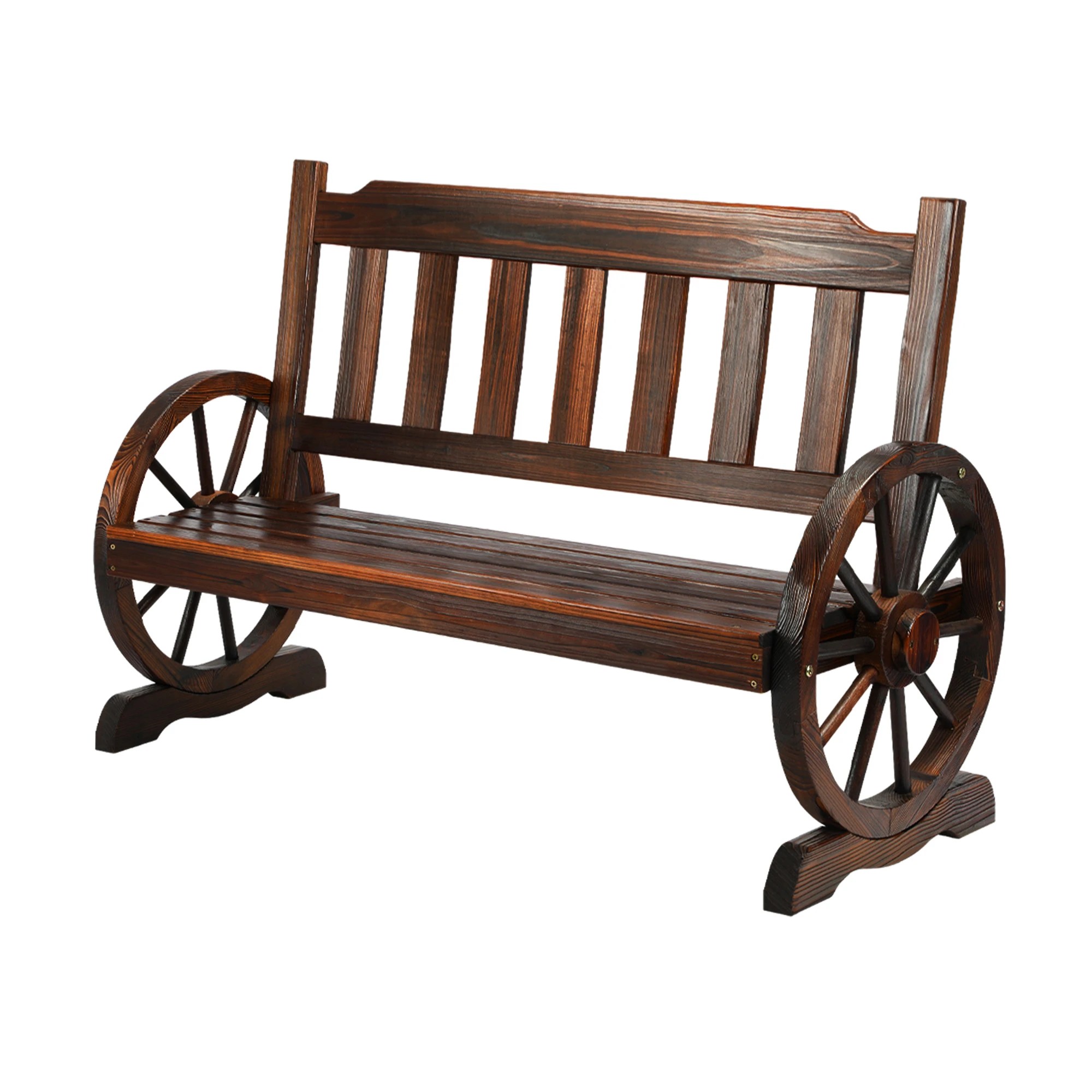 1 Livsip 2 Seater  Outdoor Garden Bench Wooden Wagon Chair - Charcoal, 1 of 10