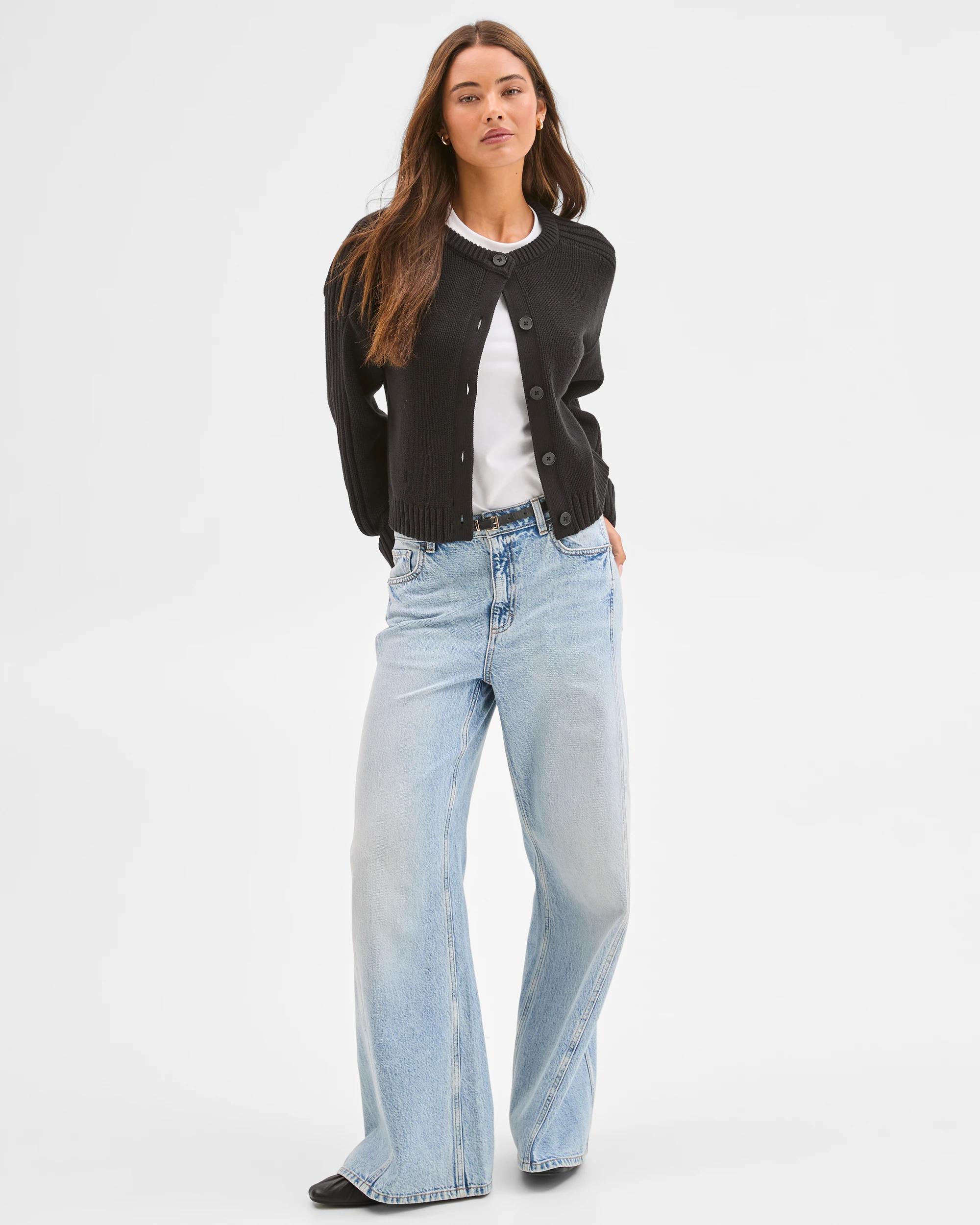 3 Lily Loves Australian Cotton Blend Knit Cardigan BLACK, 3 of 7