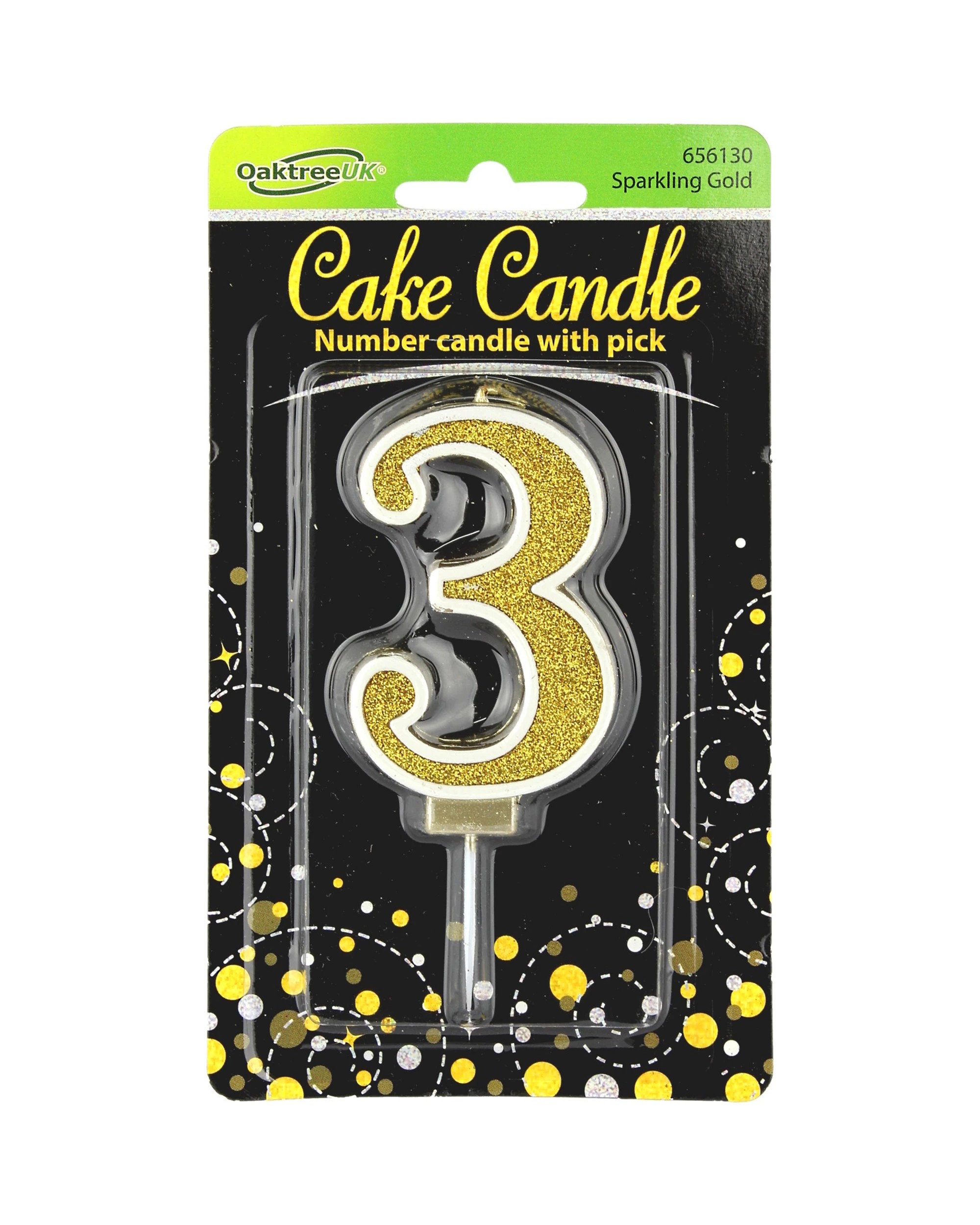 1 Alpen Sparkling Fizz Number 3 Candle - Gold, 1 of 1