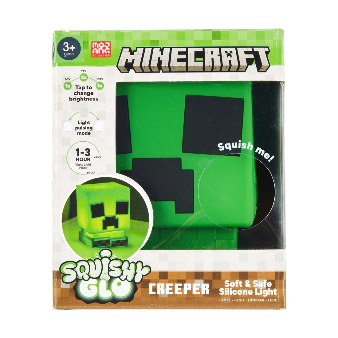 1 Minecraft Squishy Glo Creeper Soft and Safe Silicone Light, 1 of 10