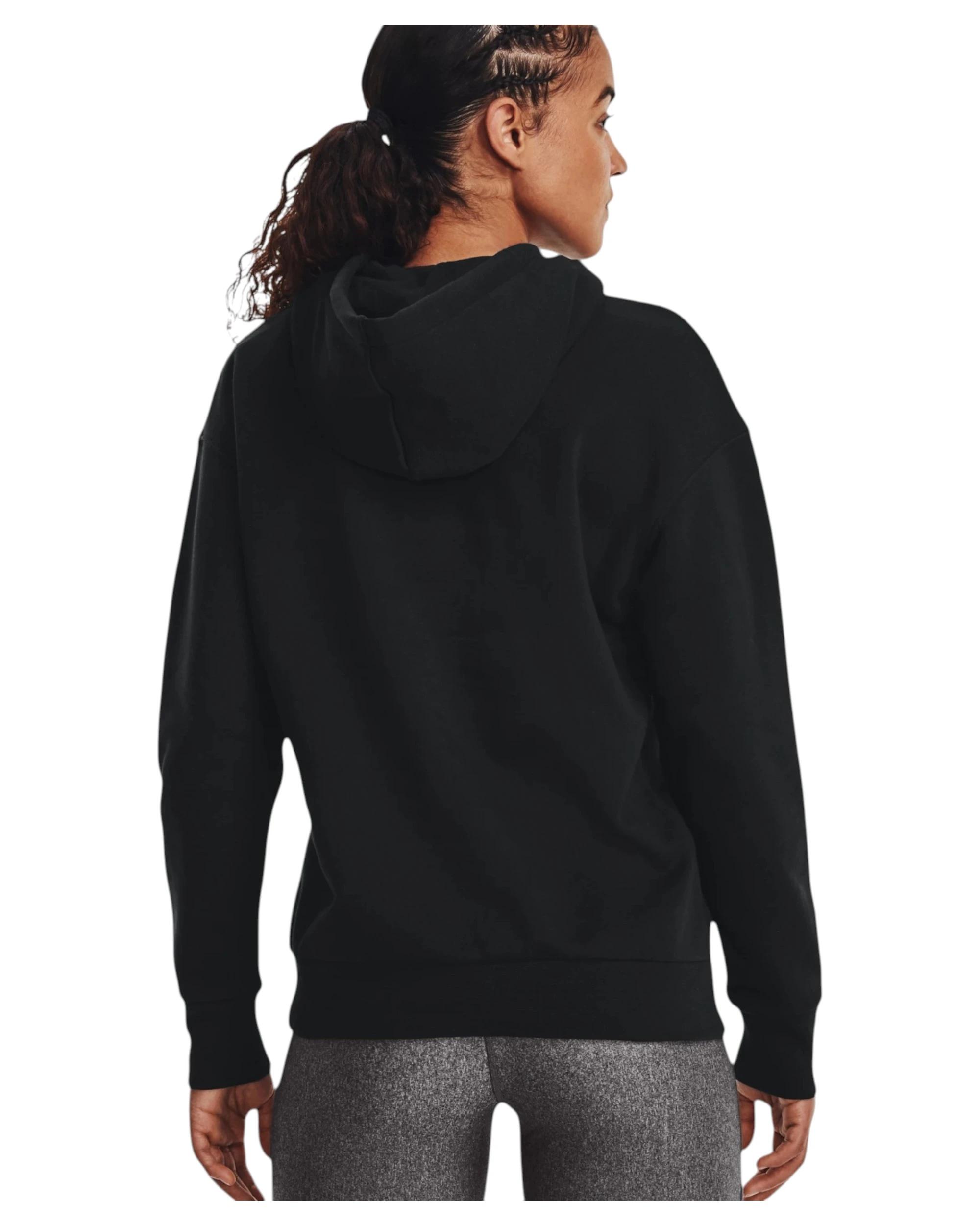 5 Under Armour Womens Essential Fleece Black/ White Hoodie BLACK, 5 of 6