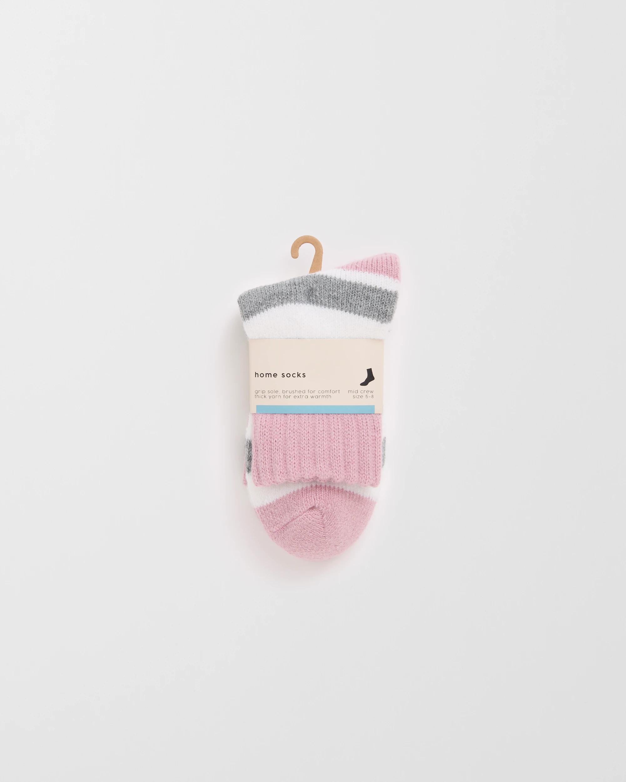 1 Target Woman Extra Warm Mid Crew Socks PINK STRIPE, 1 of 3