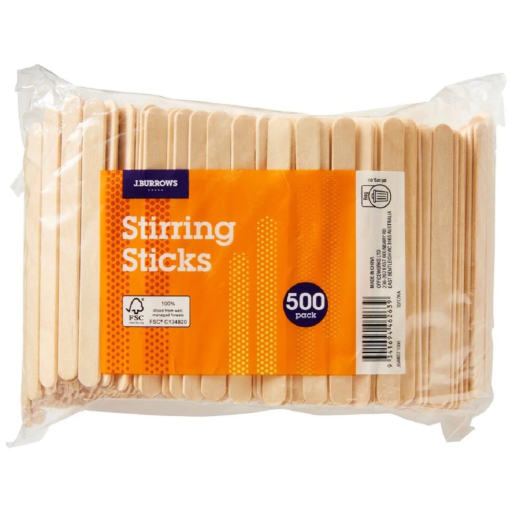 1 J.Burrows Wooden Stirring Sticks 500 Pack, 1 of 2