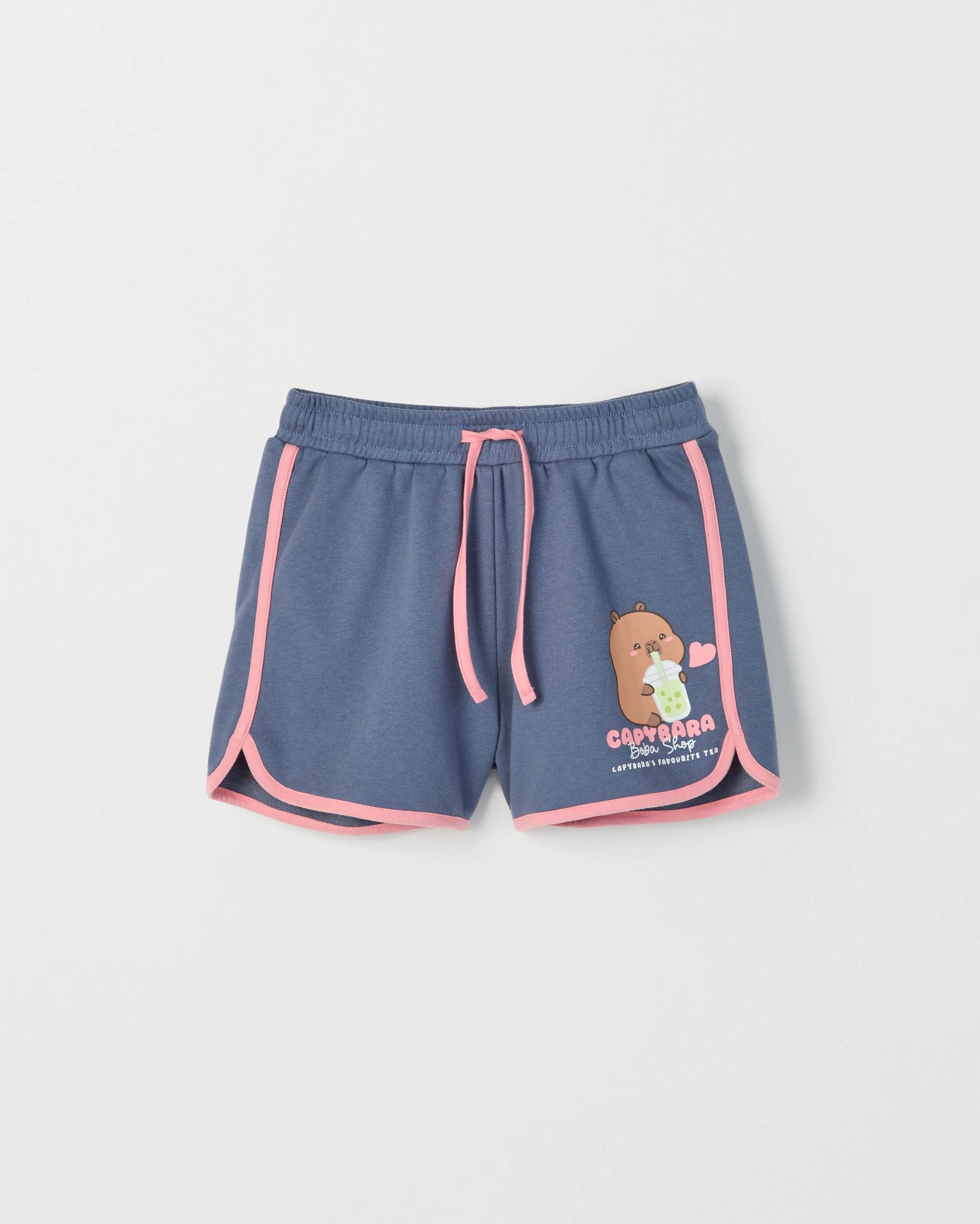 1 CapyFun Australian Cotton Blend Dolphin Hem Shorts BLUE CAPYFUN, 1 of 1