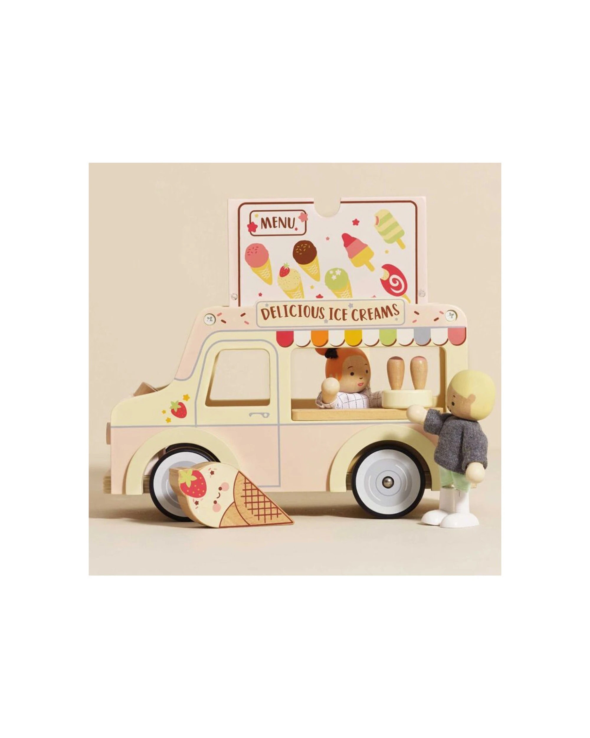 Le Toy Van Wooden Ice Cream Kids Set With Stickers - Multi - Kmart