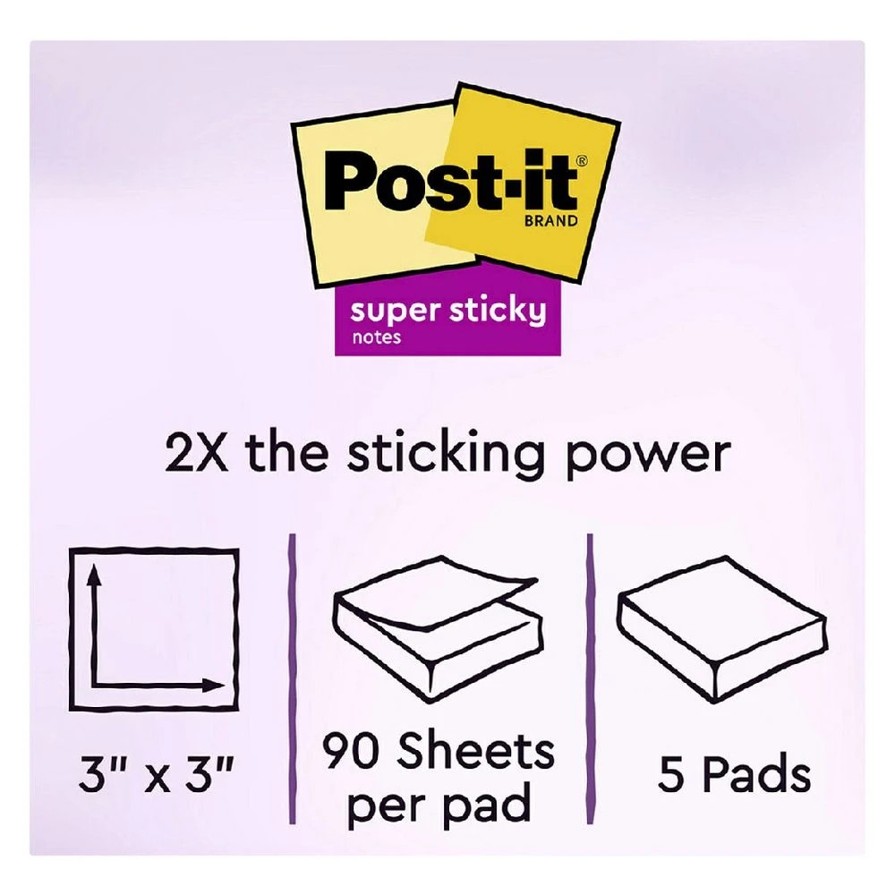 7 Post-it Super Sticky Notes 76 x 76mm Energy Boost 5 Pack, 7 of 10