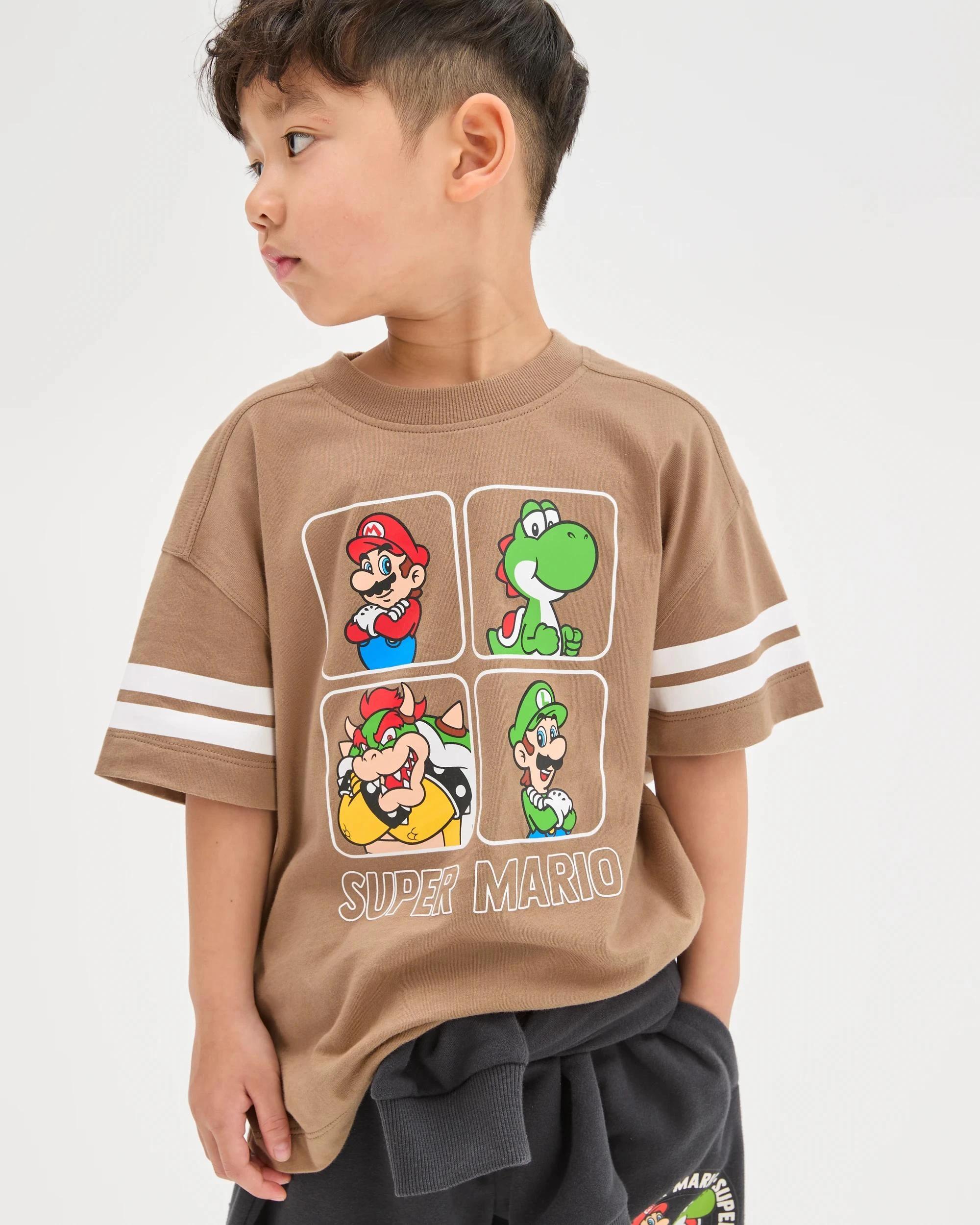 2 Super Mario Australian Cotton Oversized T-Shirt BROWN, 2 of 6