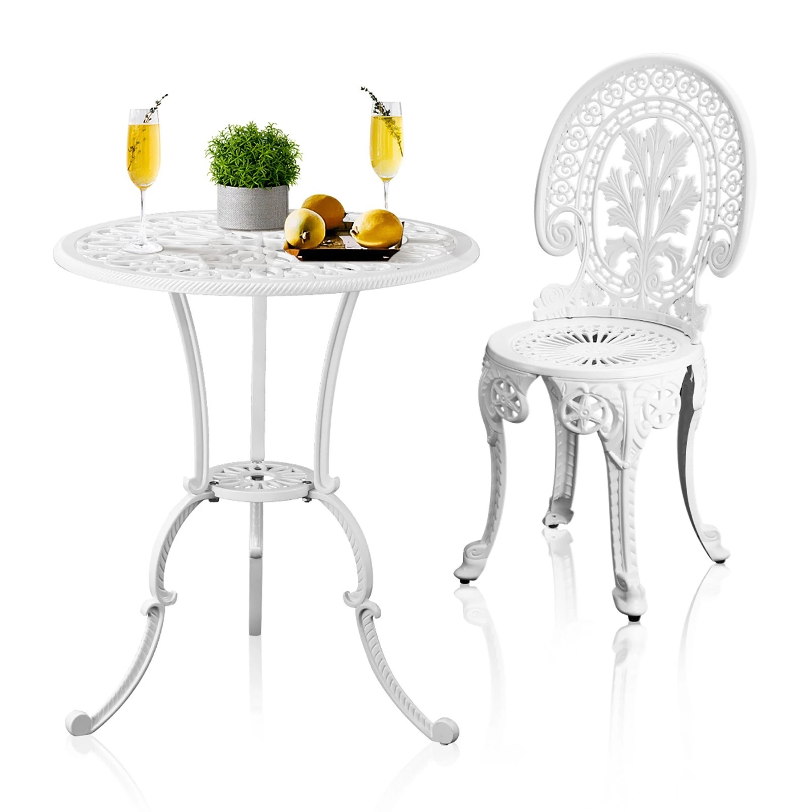 5 Livsip Outdoor Bistro Setting Cast Aluminium Table And Chair 3pcs Patio Set
 - White, 5 of 10